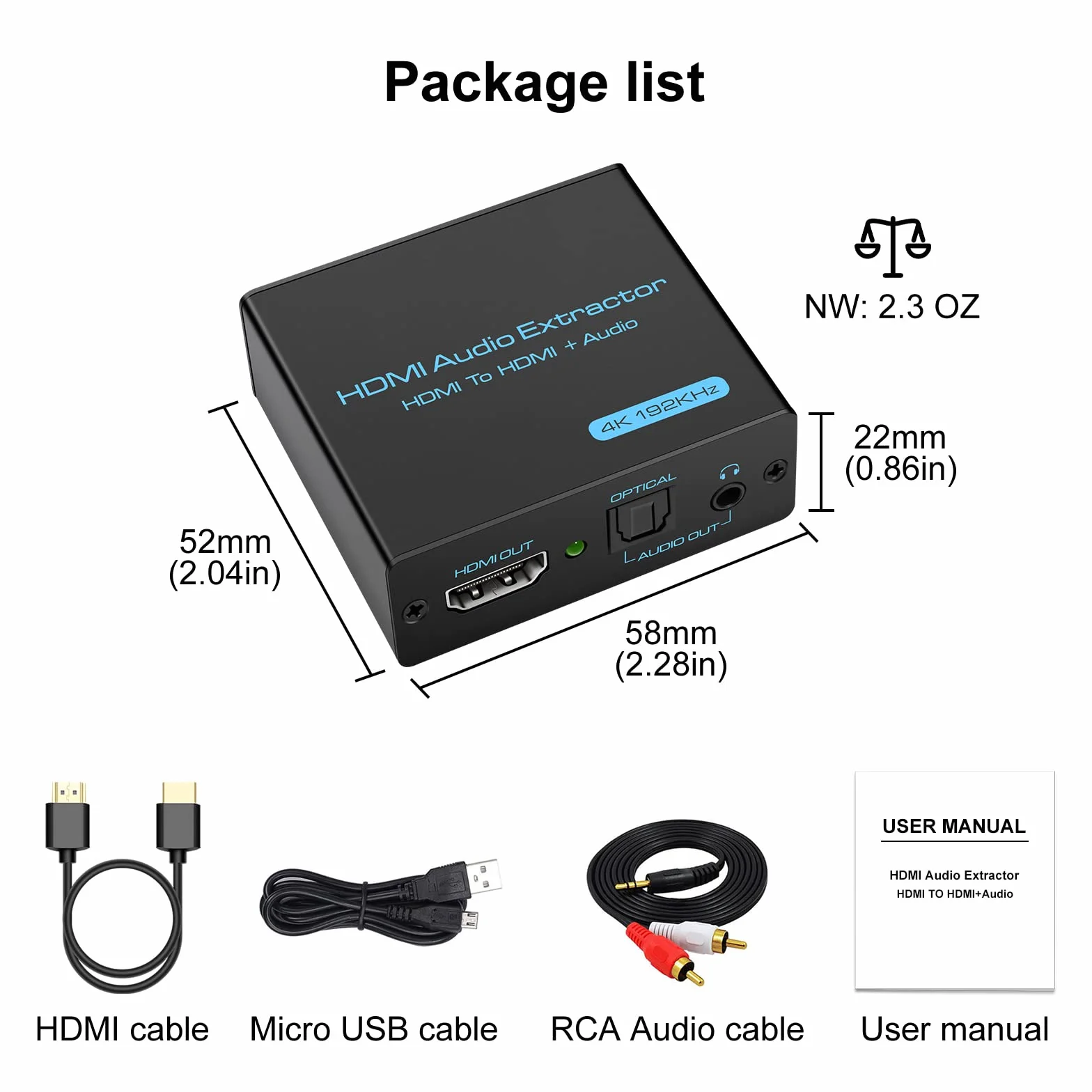 VEDINDUST HDMI Audio Extractor 4K Splitter Toslink SPDIF 3.5mm Audio Adaptador DTS PCM PS4 PS5 Xbox