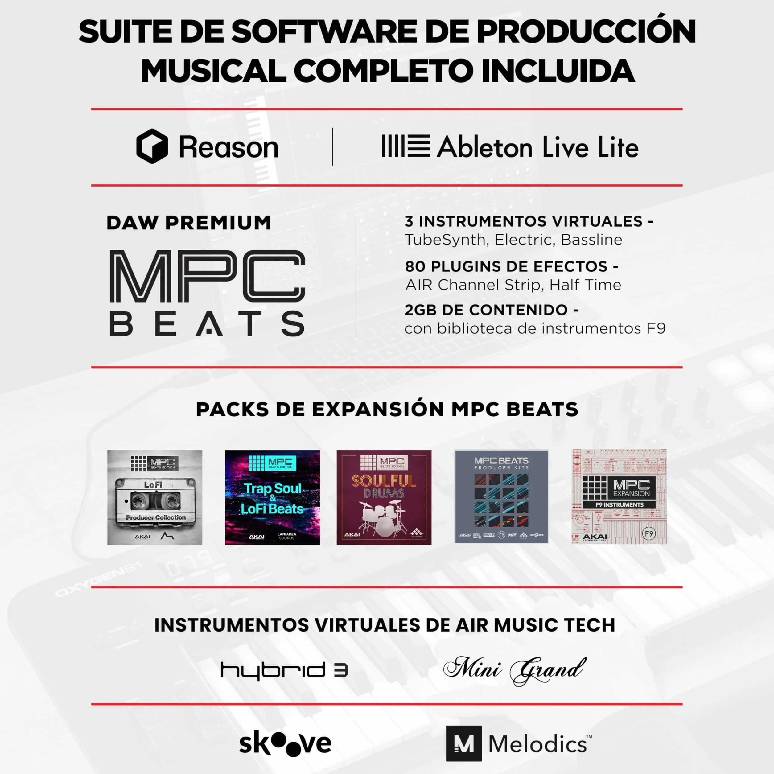 M-AUDIO Oxygen 61 (MKV) teclado controlador MIDI USB con 61 teclas, beat pads, Smart Chord, modos de escala, arpegiador y pack de sonidos de Native Instruments (integración de NKS)