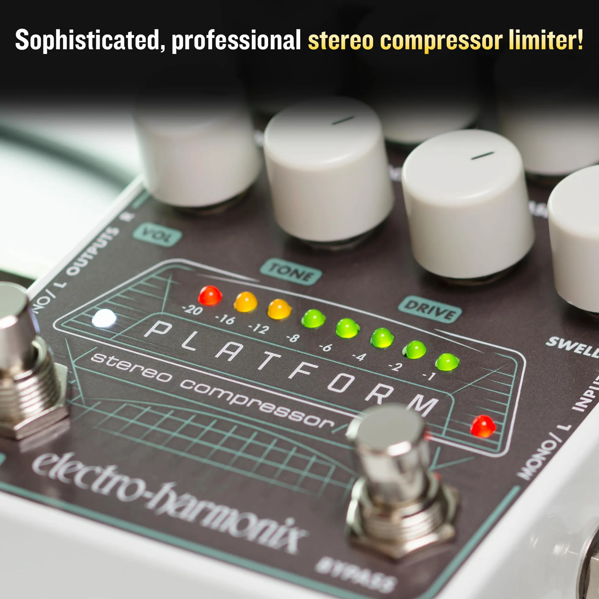 Electro Harmonix Platform Stereo Compressor/Limiter for Guitar, Gris