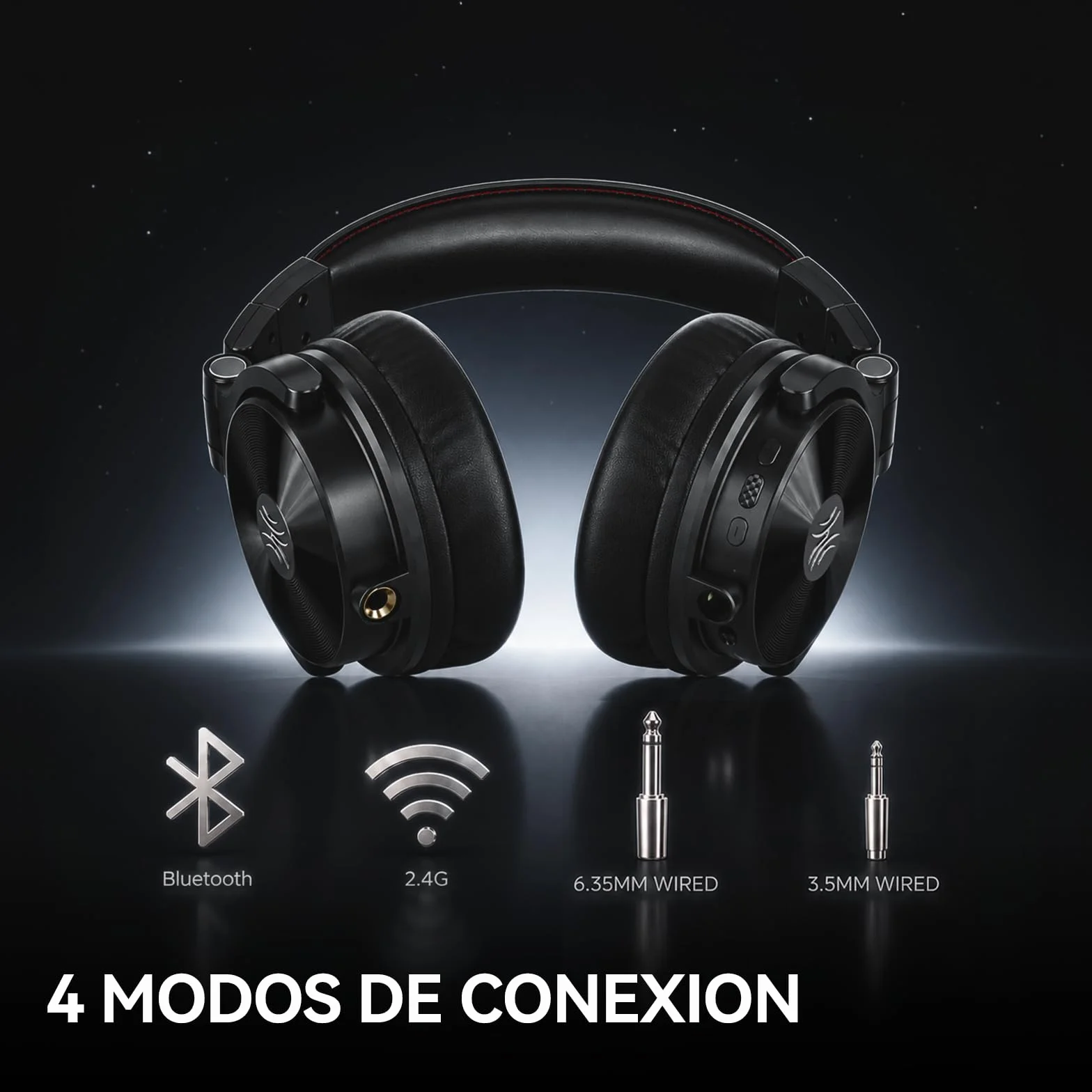 OneOdio Studio Max 2 Auriculares DJ Inalámbricos - 9ms Baja Latencia, Audio Hi-Res con LDAC, 120H Autonomía, 4 Modos de Conexión Transmisor/Bluetooth/3,5mm/6,35mm para Estudio/Mezcla/Teclado/Grabación