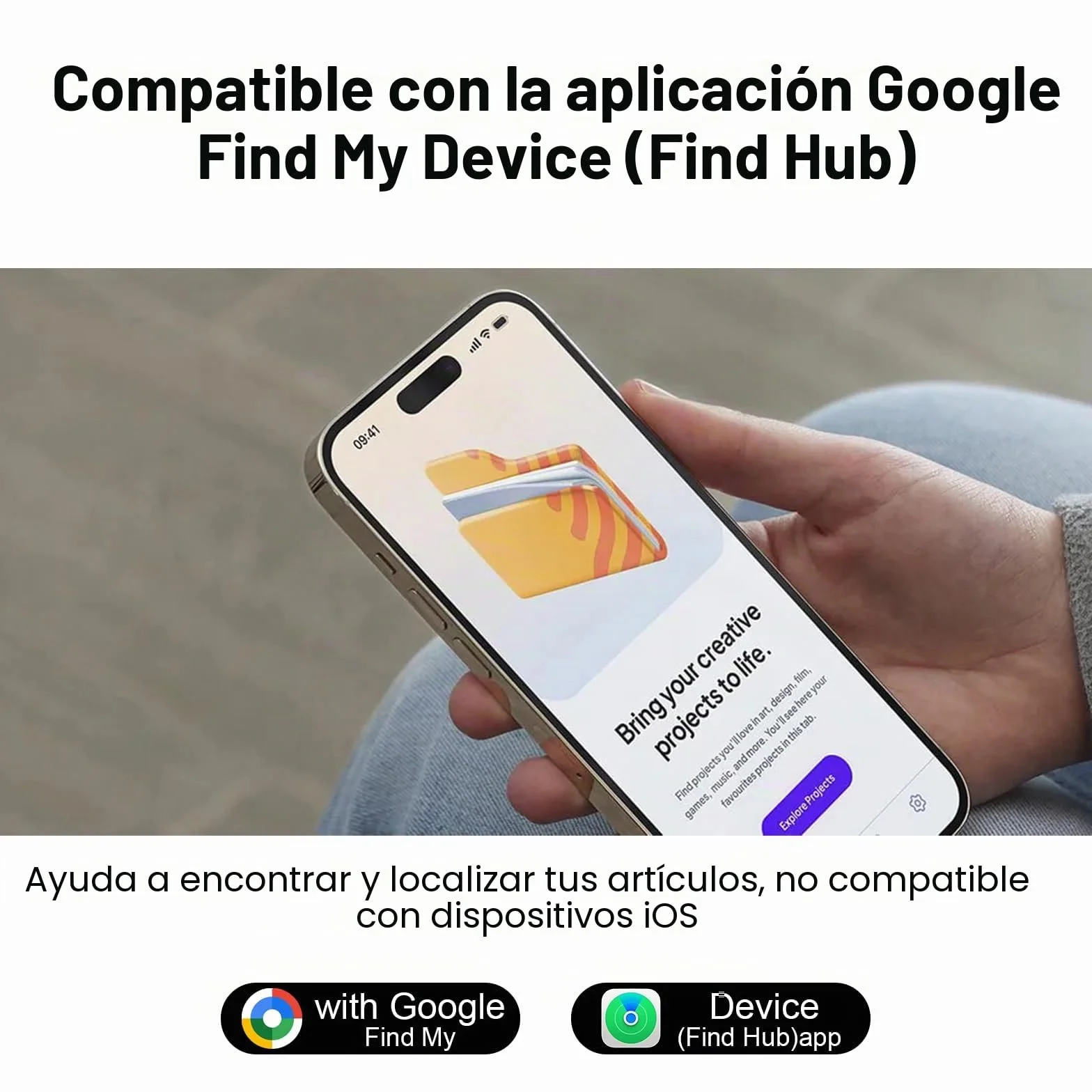 Localizador de billetera para Android, tarjeta del rastreador de billetera delgada de 2 mm, compatible con la aplicación Google Find My Device (solo Android), IP68 impermeable, carga inalámbrica