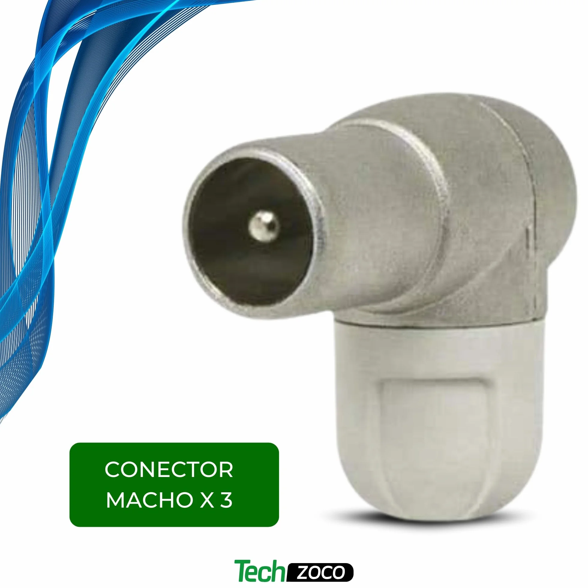 TECHZOCO Pack de 6 Conectores Coaxiales IEC para Cable de Antena de TV, CEI Acodado Blindado, 3 Machos + 3 Hembras, 6.9mm Diámetro