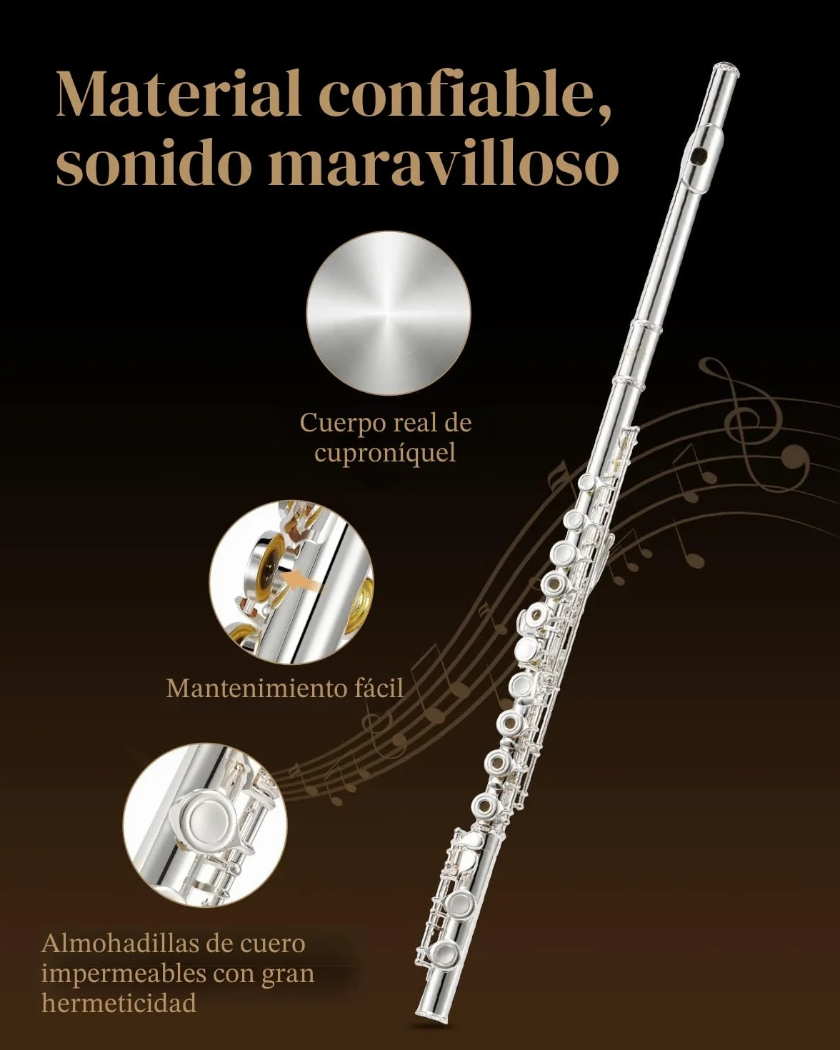 Eastar EFL-1 16 Keys Silver Plated Open/Close Hole C Flute