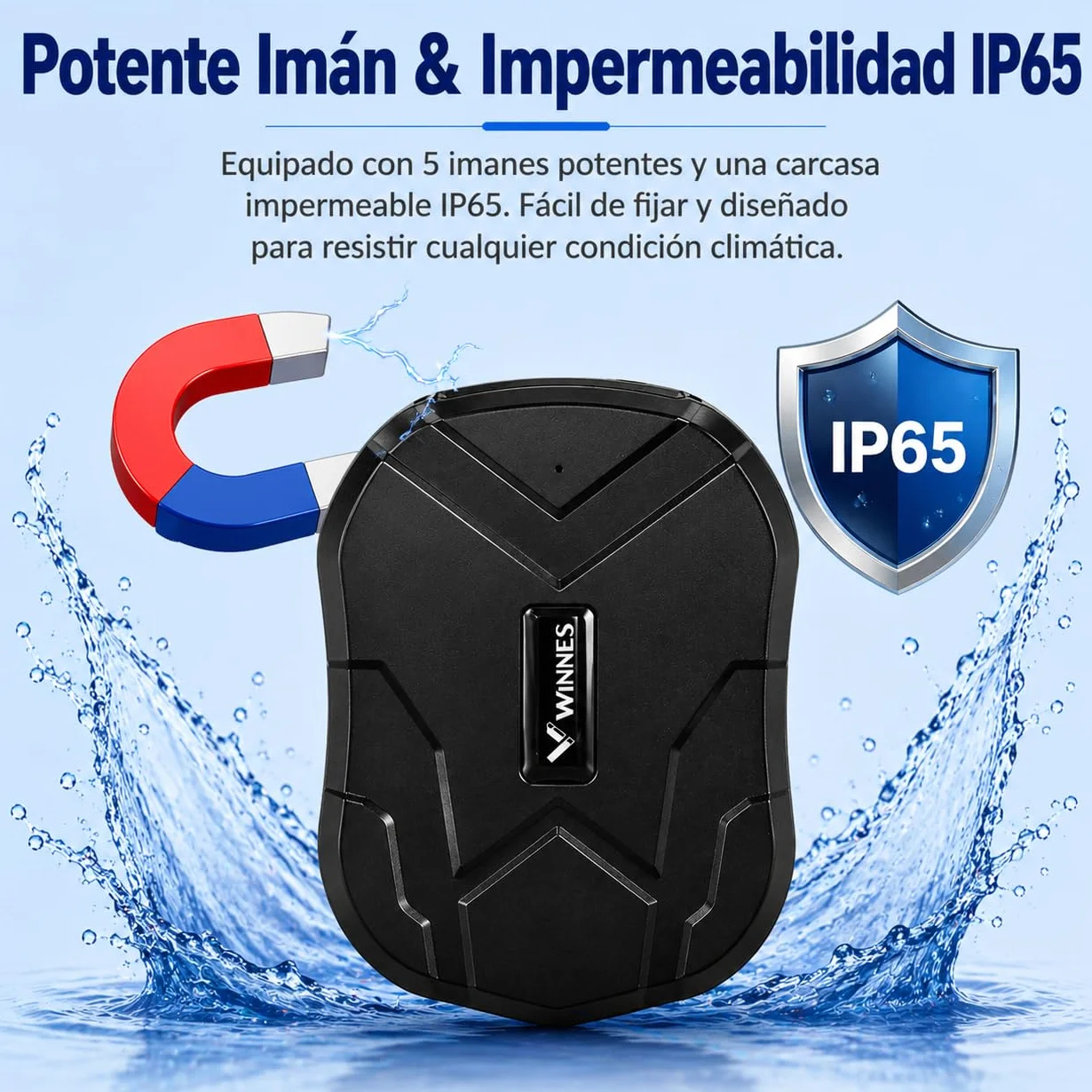 Winnes Localizador GPS para Coche 5000 mAh Rastreador magnético Resistente al Agua Tiempo de Espera ultralargo de hasta 90 días Alertas de geovalla Suscripción Gratuita TK905