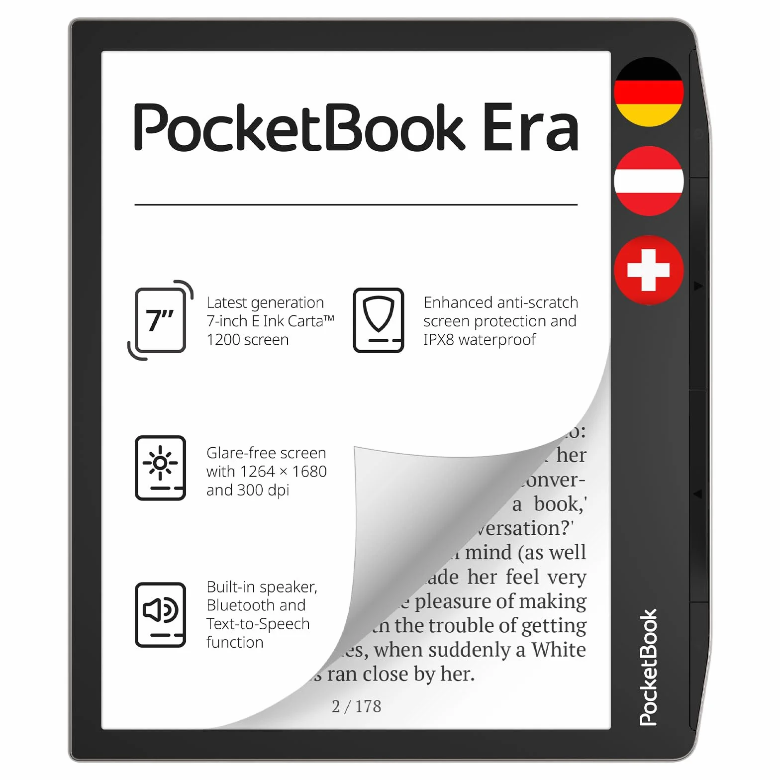Pocketbook Era 7 Pulgadas 16 GB E-Ink Carta 1200 Lector de Libros electrónicos SMARTlight Wi-Fi Bluetooth Stardust Silver