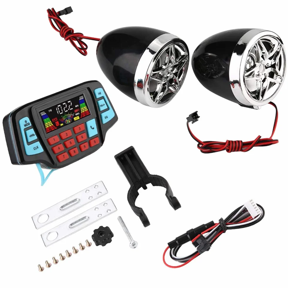 Tbest Motorcycle MP3 Player Waterproof Bluetooth Stereo Speaker USB TF Card