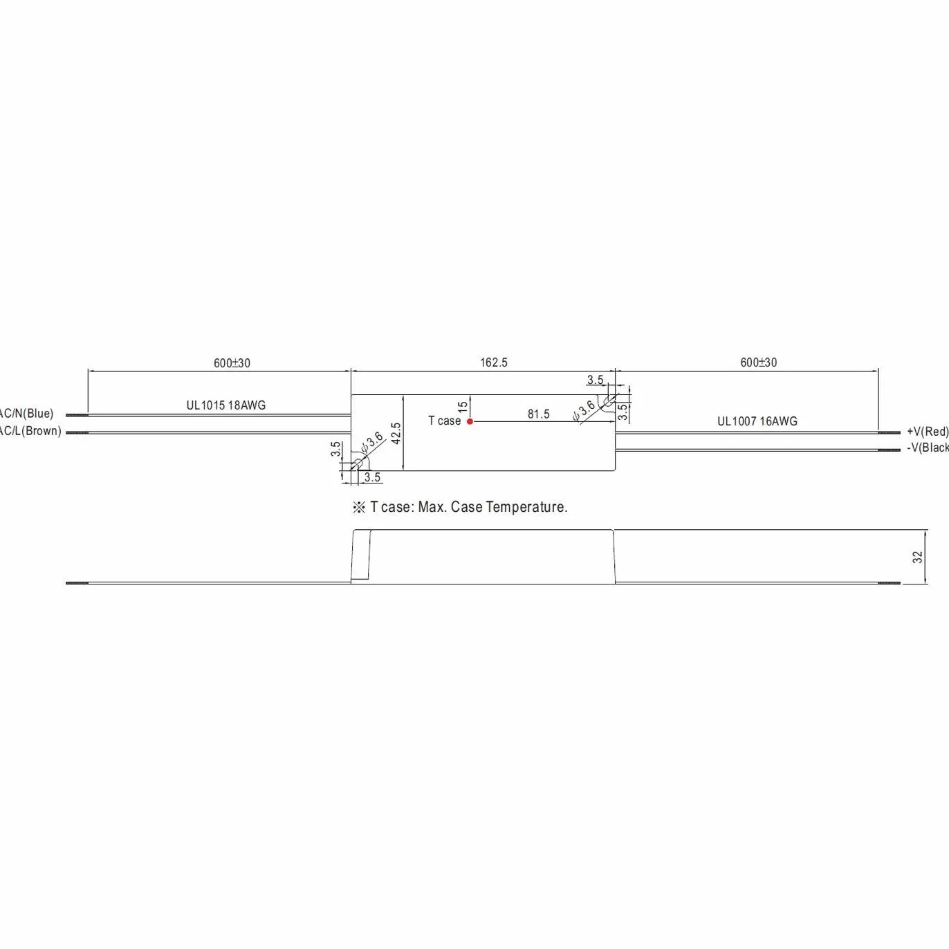 LED Fuente de alimentación 40W 5V 8A, MeanWell, LPV-60-5