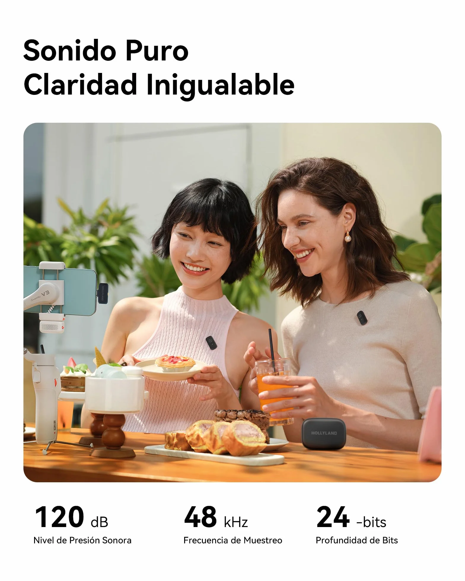 Hollyland Lark A1 Duo - Mini micrófono inalámbrico para iPhone 15/16 y Android (2 TX + USB-C RX + Estuche de Carga), micrófono magnético para Youtube, TikTok, podcasts y entrevistas (Negro)