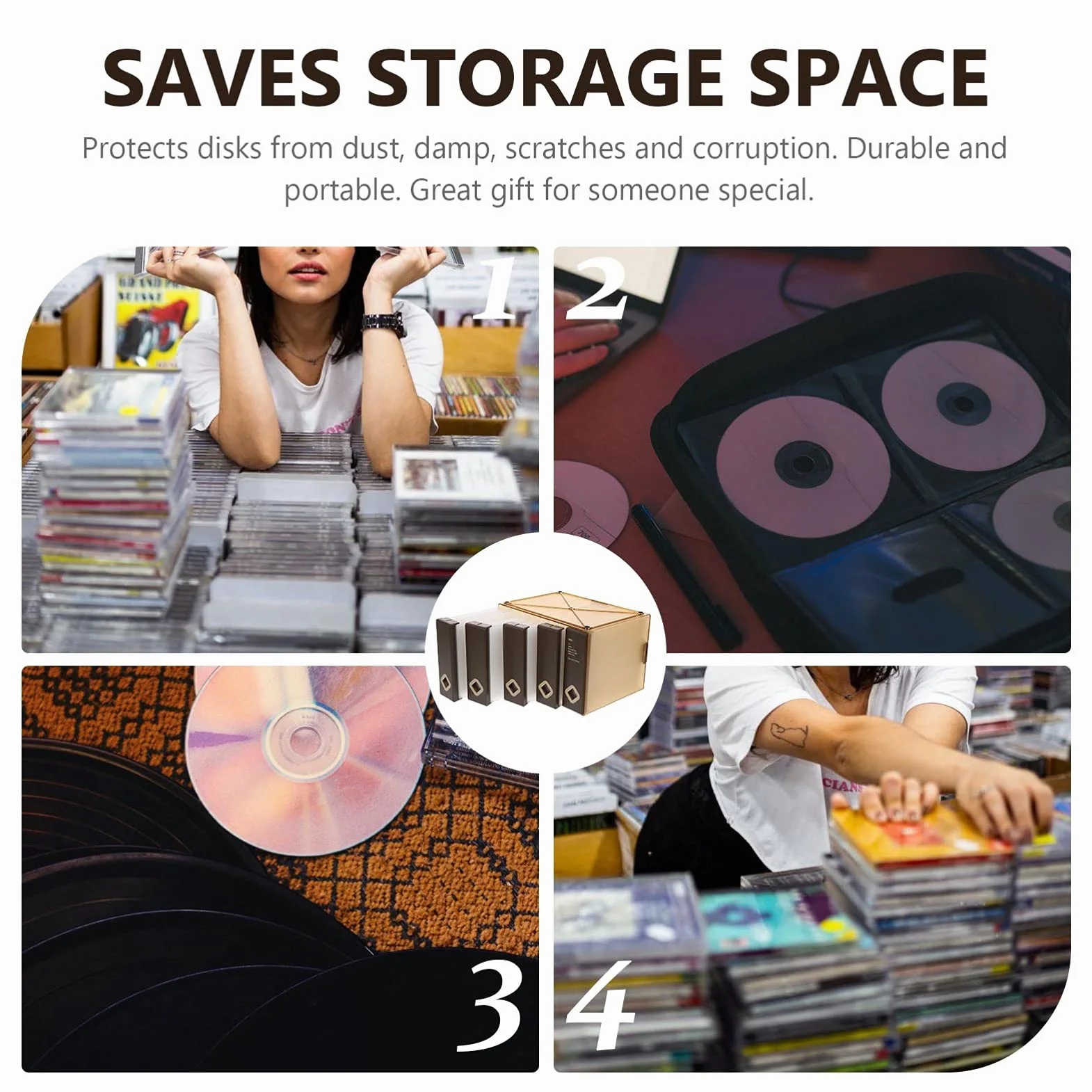Luxshiny Estuche Adecuado para Almacenamiento en Casa para Guardar CD Capacidad Grande para 120 Discos, Protege Discos y Ahorra Espacio, Material Plástico y Tela No Tejida