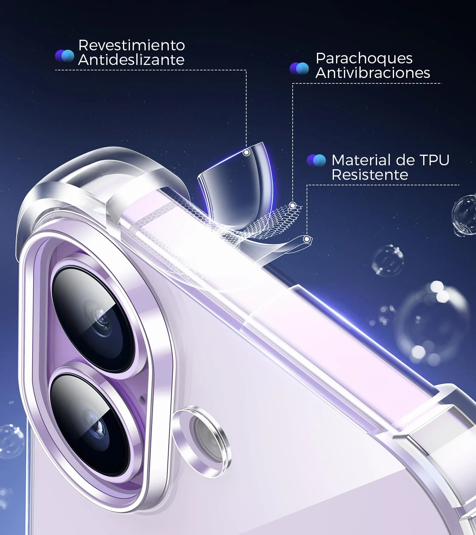 FLLAO 5 en 1 Funda para iPhone 17 con 2 Protector Pantalla y 2 Protector Lente Cámara, [Almohadilla de Aire integrada] Antigolpes Antiarañazos Phone Carcasa 6,3 Pulgadas, Transparente