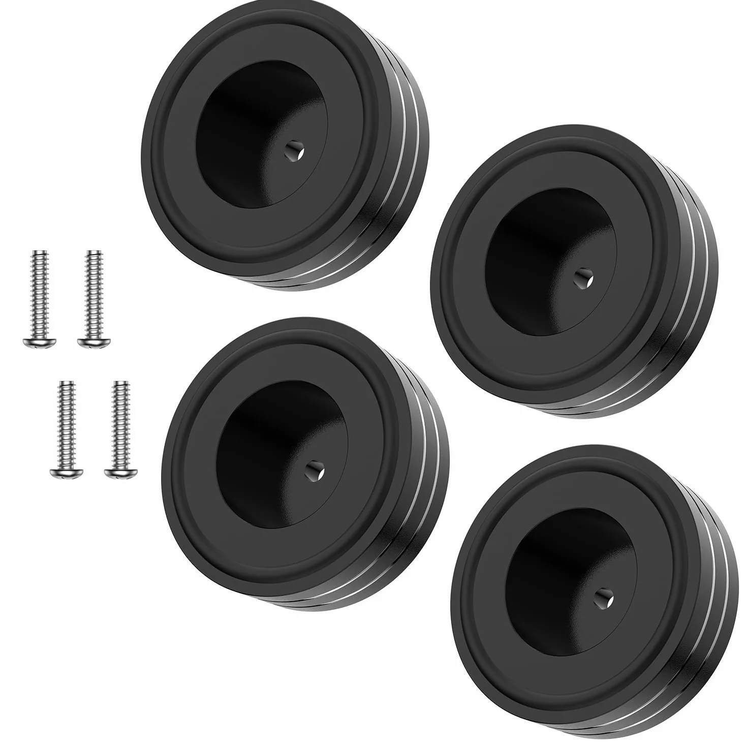 4 unidades de altavoces de gama alta 40x20 amortiguadores de audio vibración pies absorbentes con tornillos y arandelas negro