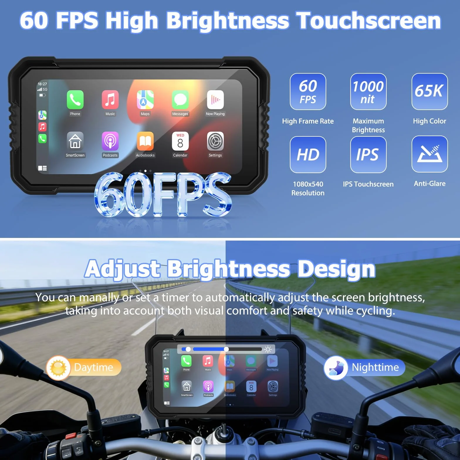 Carplay Pantalla para BMW Motocicletas BMW Inalámbrico CarPlay Android Auto CarPlay Moto con 6,25" Táctil Pantalla Impermeable IP67 Pantalla CarPlay Motos Dual Bluetooth Navi Control Voz MirrorLink