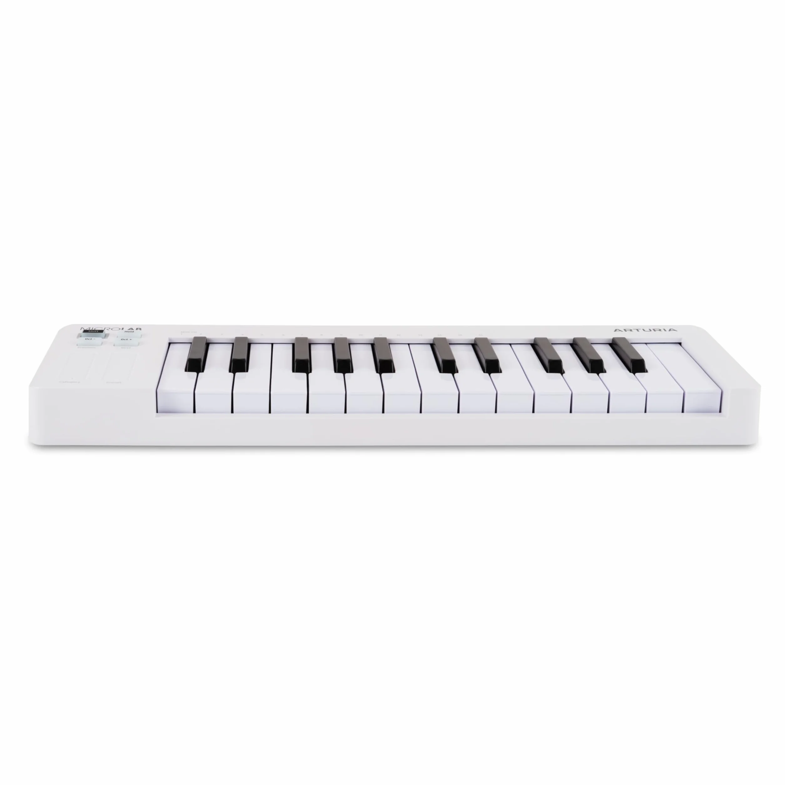 Arturia MicroLab MK3 - Teclado compacto de 25 teclas sensible a la velocidad para controlador MIDI, Bandas táctiles dobles, Modo Acordes, Entrada pedal sustain - Blanco