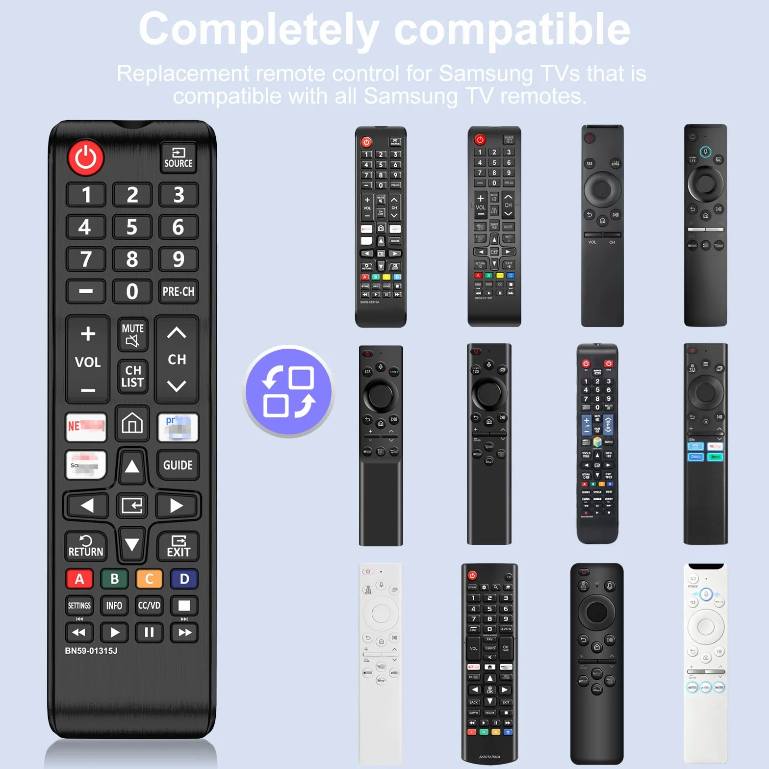 Mugust Universal Mando a Distancia para Samsung Smart TV AA59-00741A AA59-00786A AA59-00602A BN59-01175N BN59-01199F