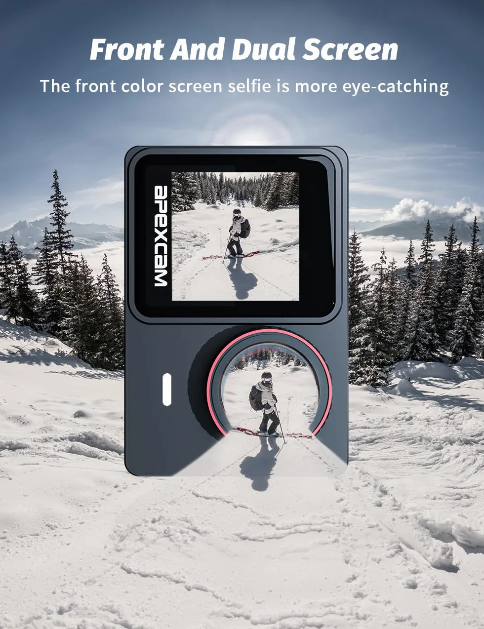 Apexcam X80pro Cámara De Acción 4K60FPS 48MP Ultra HD WiFi Impermeable 40m Doble Pantalla EIS Control Remoto 2x1350mAh