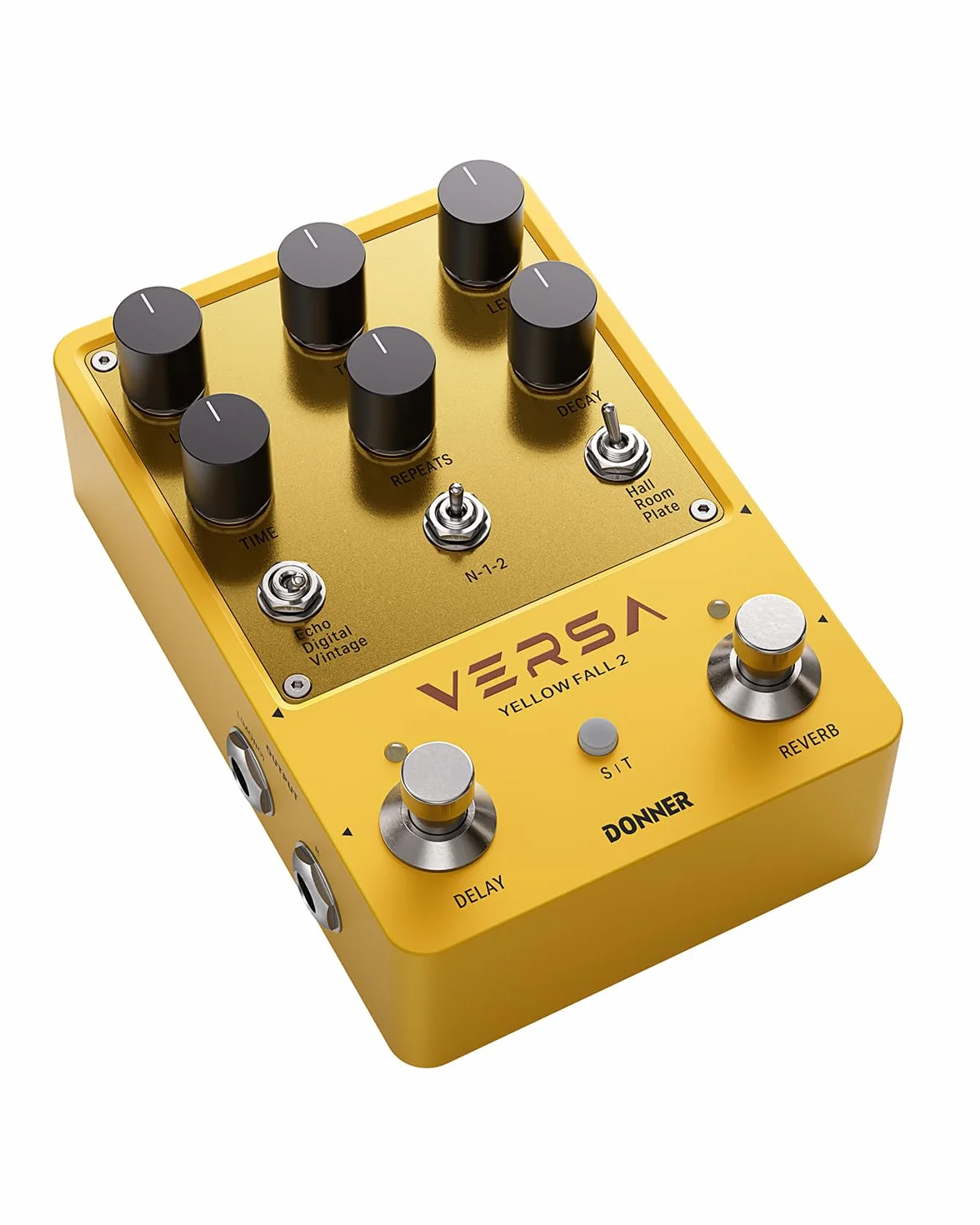Donner Guitar Reverb & Delay Pedal - 2 in 1 with Tap Tempo, Preset Saving, Stereo in/out, Digital 3 x 3 Multi-Mode Effects Electric Guitar Pedal, True Bypass (Yellow Fall II)