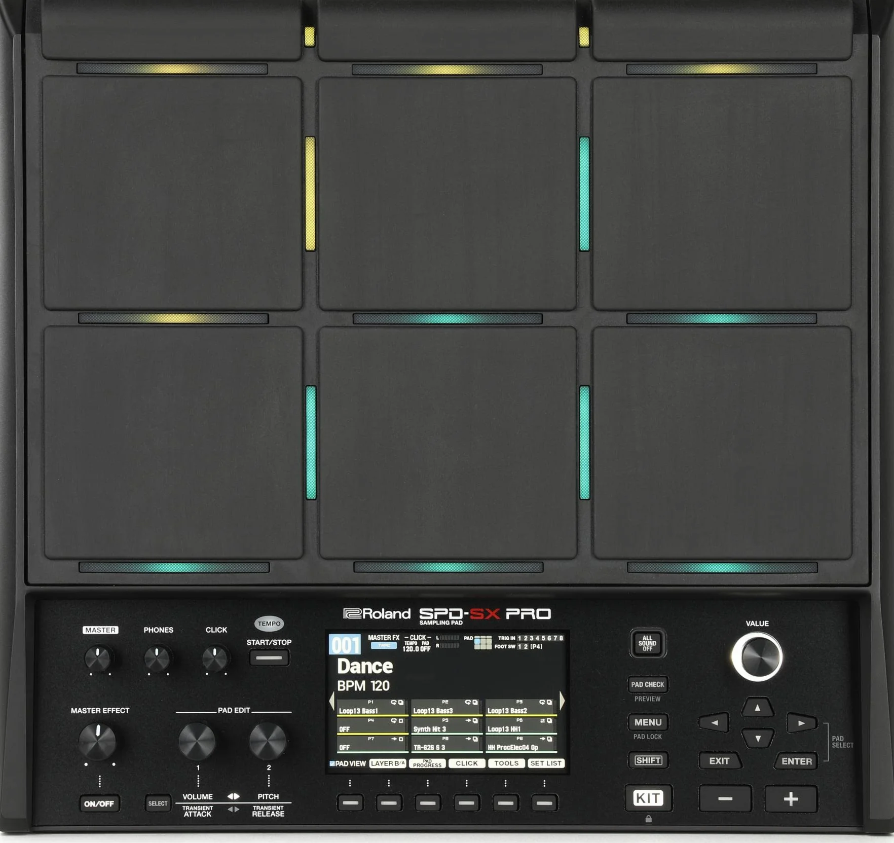 Roland SPD-SX PRO Pad de sampleo | El pad de sampleo estrella para baterías y otros músicos | 9 superficies activas, 8 entradas para disparadores externos, pantalla a color, LED de pad personalizables