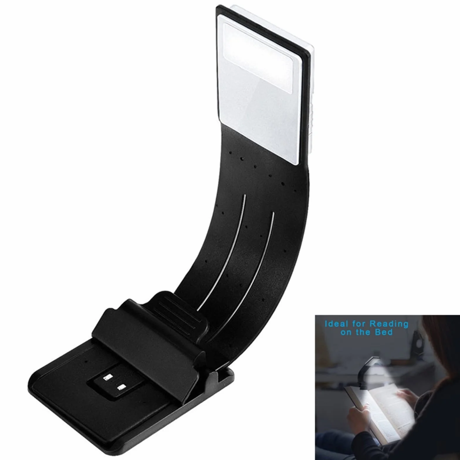 Lampara Libro Luz de Libro de Lectura LED portátil con lámpara Recargable USB de Clip Flexible Desmontable para lectores de Libros electrónicos Kindle