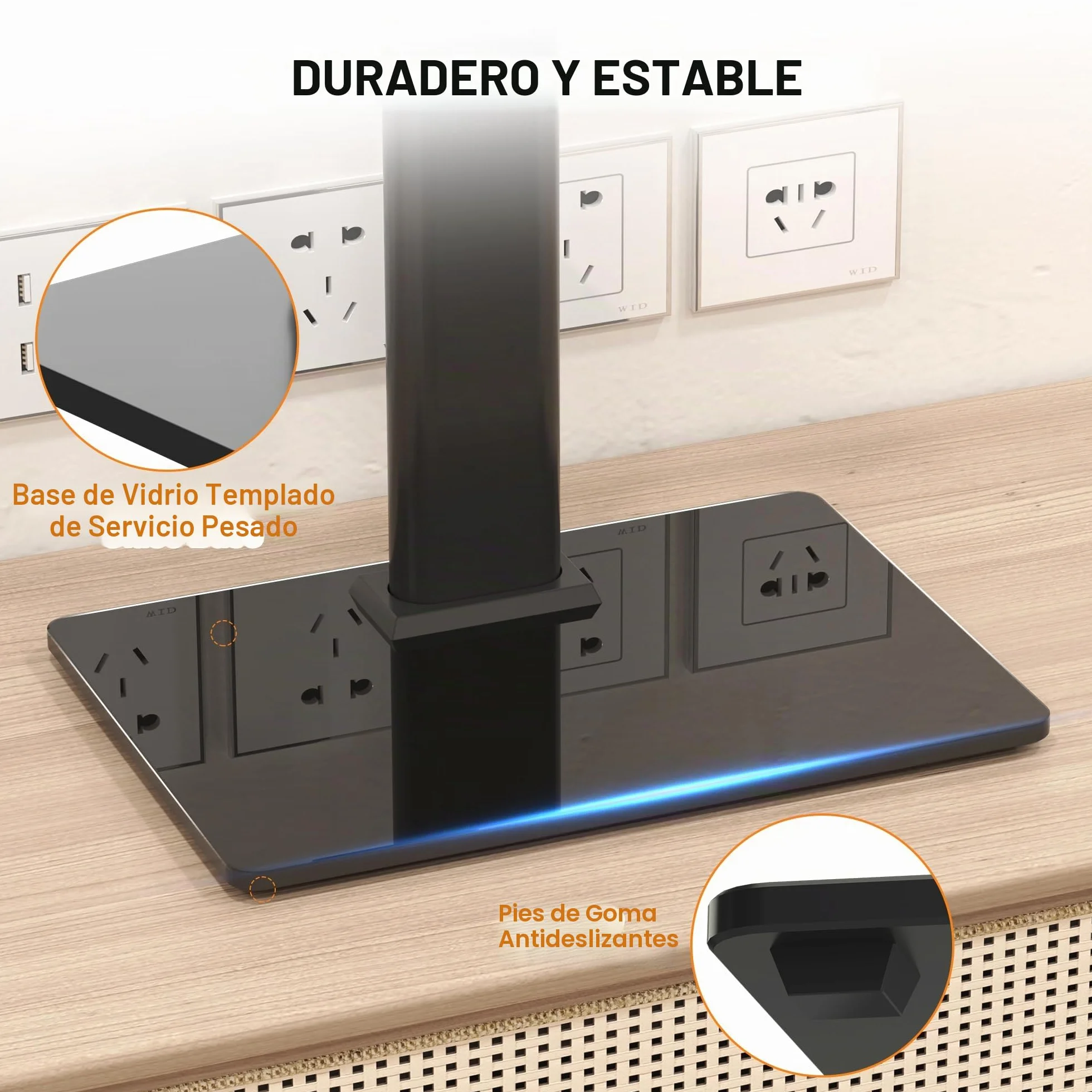 Soporte de TV giratorio universal XINLEI para televisores Samsung/LG de 17 a 43 pulgadas, altura ajustable 265-385 mm, carga 45 kg, VESA 200x200