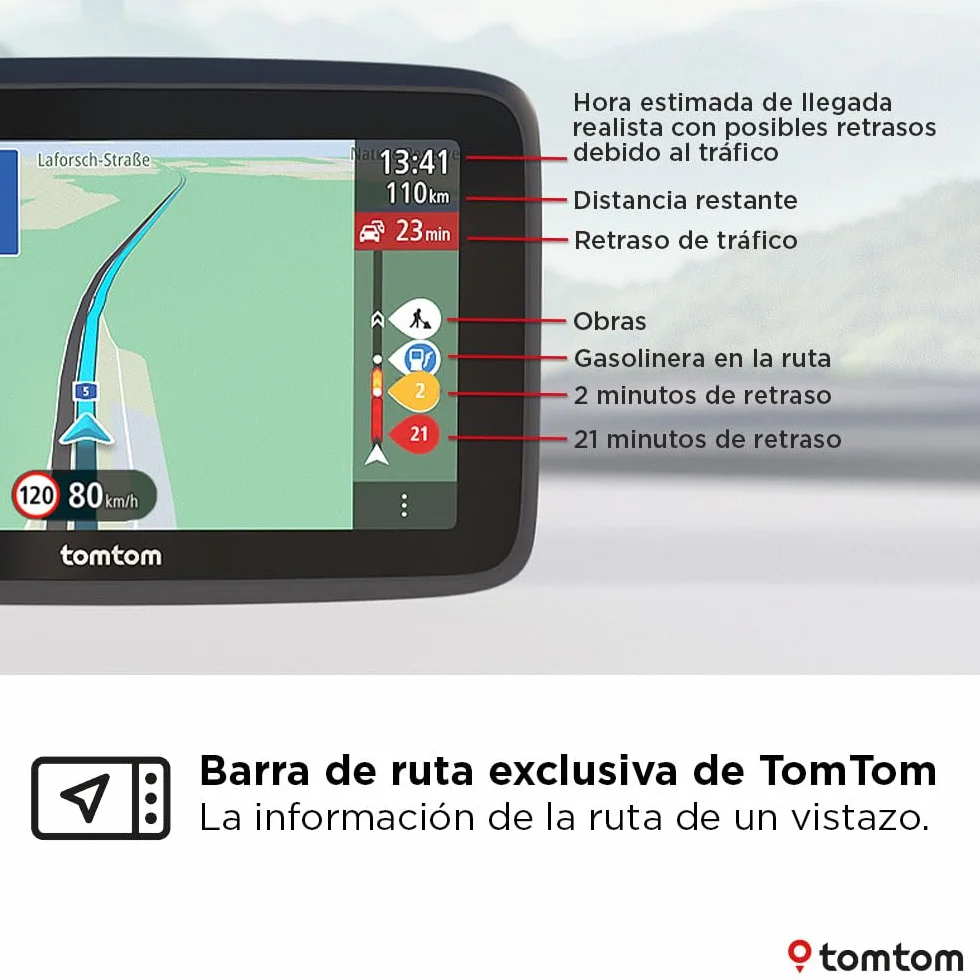 TomTom GO Classic 2nd GPS Coche 5" Tráfico Alertas Radares Mapas Europa Wi-Fi Carriles Soporte Reversible
