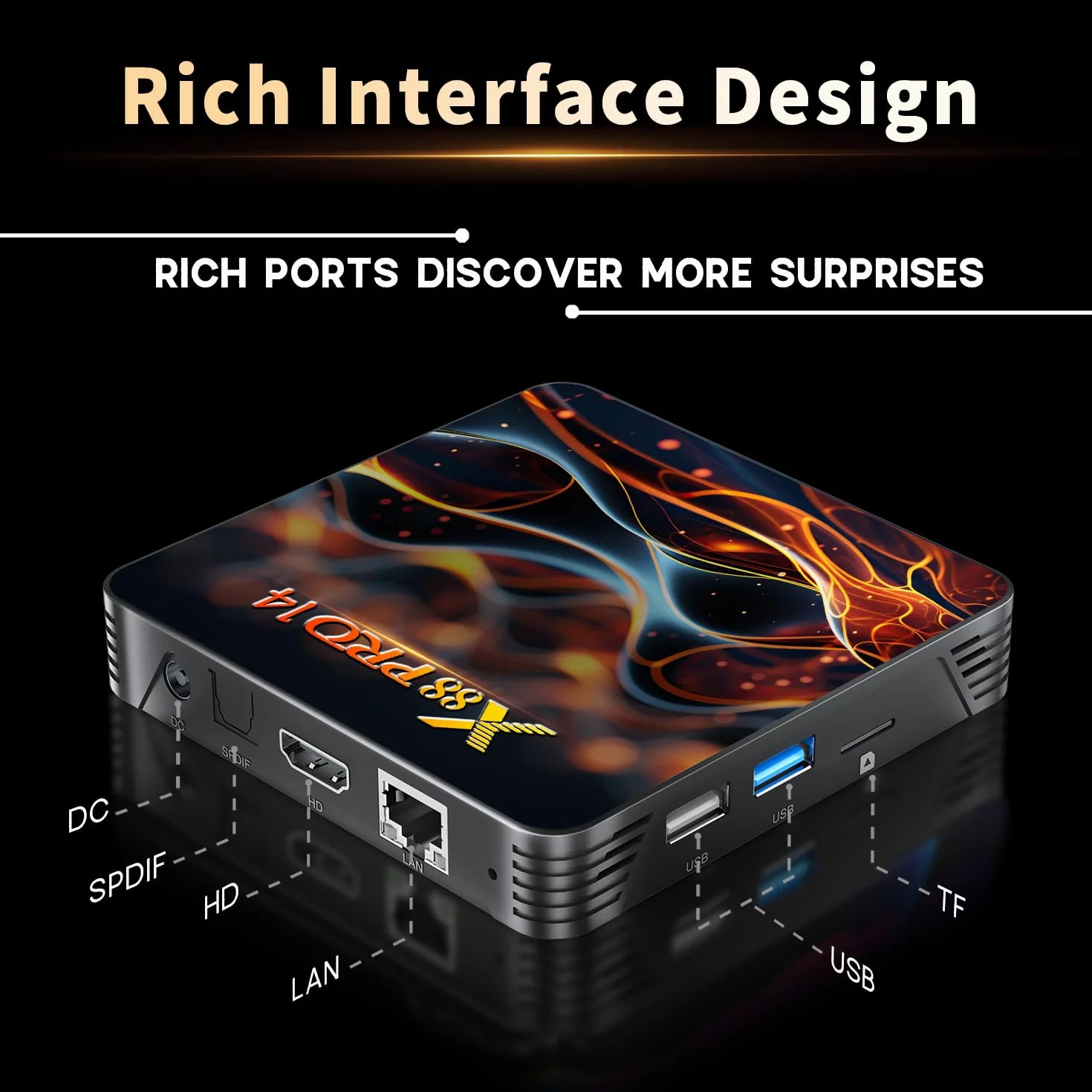 TV Box Android 14.0 4K 2GB RAM 16GB ROM RK3518 Quad-Core 64bit Cortex-A53 Mali 450 MP2 GPU Wi-Fi Doble Banda Bluetooth 5.0 Ethernet HDR10