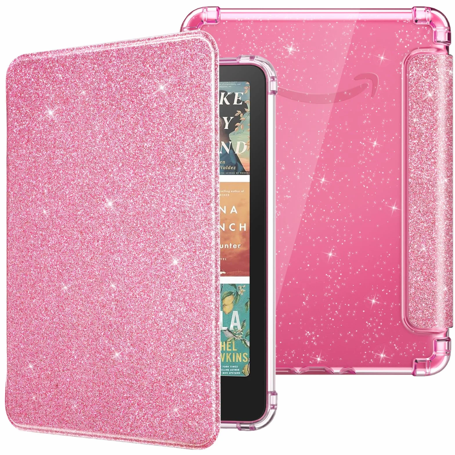 MoKo Funda para 7" Kindle Paperwhite 12ª Gen 2025/2026 & Kindle Colorsoft 2024/2025, Brillo Claro Cubierta Trasera de TPU Flexible con Carcasa Ligera, No Apta para Kobo, Purpurina Rosa