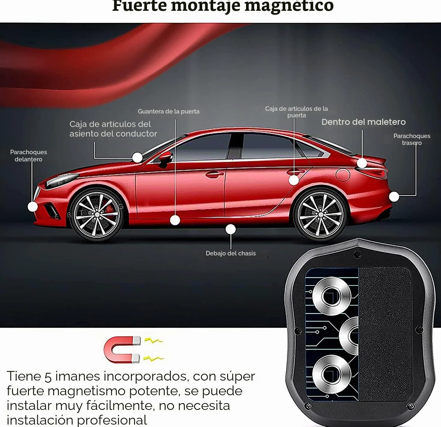 TKMARS Localizador GPS para Coche TK905 Rastreador sin Suscripción 90 días Espera 5000mAh Impermeable Antirrobo