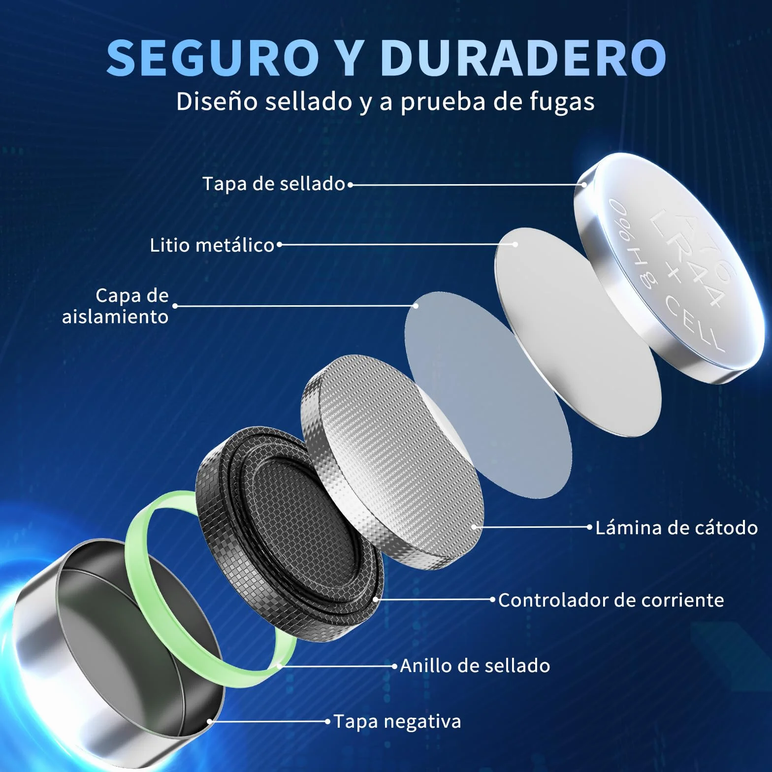 POWEROWL Pilas LR44 1,5V Alcalinas Paquete de 12 AG13 A76 357 LR44H SR44