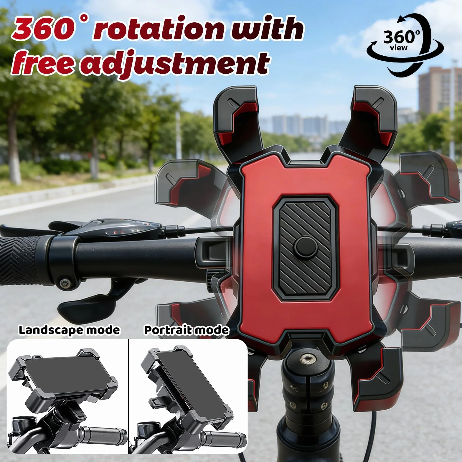 WiDream Universal Suporte Telemóvel M-Oto Giratorio 360°, [Bloqueo con un Botón] [Sujeción Segura] Soporte Móvil Moto, Teléfono Soporte Movil Scooter Moto MTB Bici, Cerradura 1s y Protección Segura