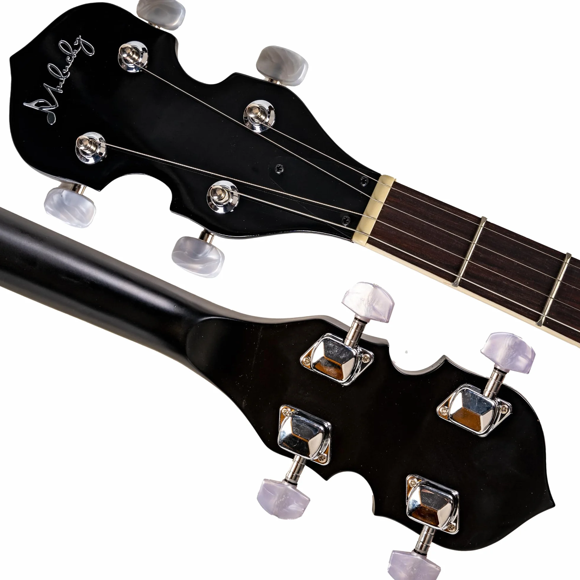 Mulucky Banjo de 5 cuerdas, parte trasera abierta, afinador 5º engranado, paquete de regalo con kit para principiantes - MB1102