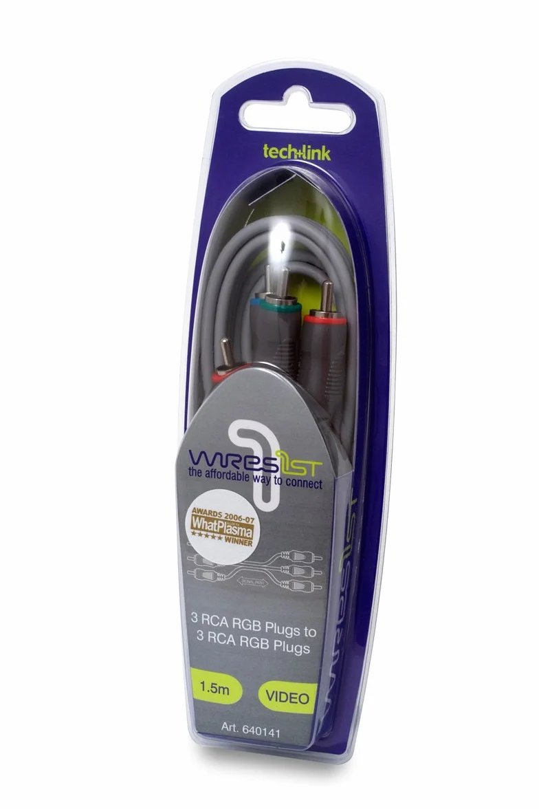 Techlink 1.5m 3 x RCA/3 x RCA componente (YPbPr) cable de vídeo 1,5 m Gris - Componentes (ypbpr) cables de vídeo (1,5 m, 3 x RCA, 3 x RCA, Níquel, Gris, Macho/Macho)