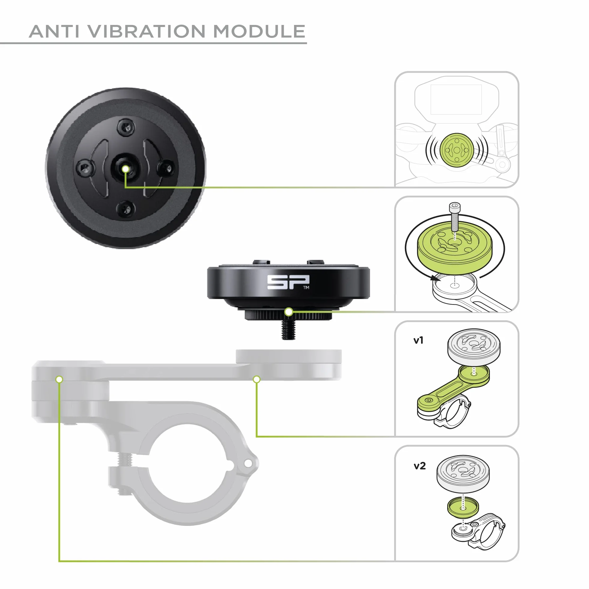 SP CONNECT Soporte para móvil de Moto con módulo antivibración | SPC+ | para iPhone 14/13 para Moto | ciclomotor | Accesorio para Todos los teléfonos Inteligentes como iPhone Samsung