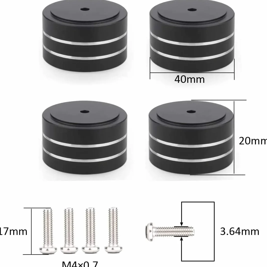 Pies para altavoces 40×20 mm amortiguadores de audio aislantes para subwoofer tocadiscos amplificadores HiFi (4 unidades)