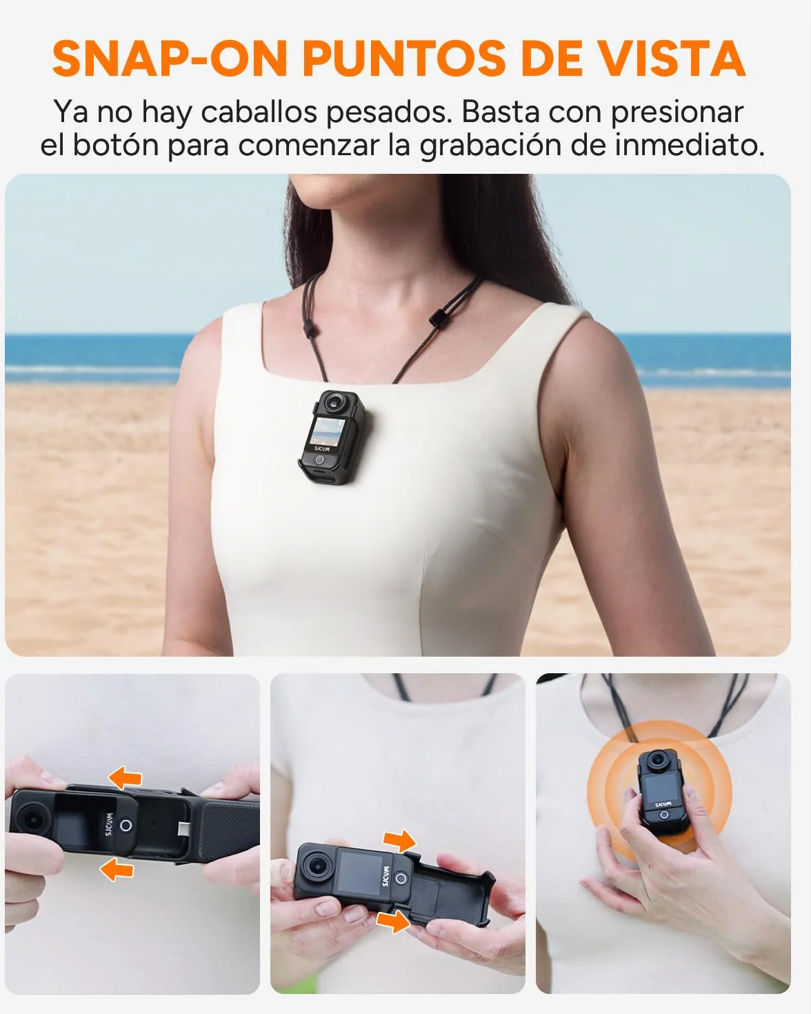 SJCAM C400 Cámara Acción 4K Paquete Vlog 64G 2.29" Pantalla Táctil 7 Horas Autonomía Impermeable Estabilización 6 Ejes Negro
