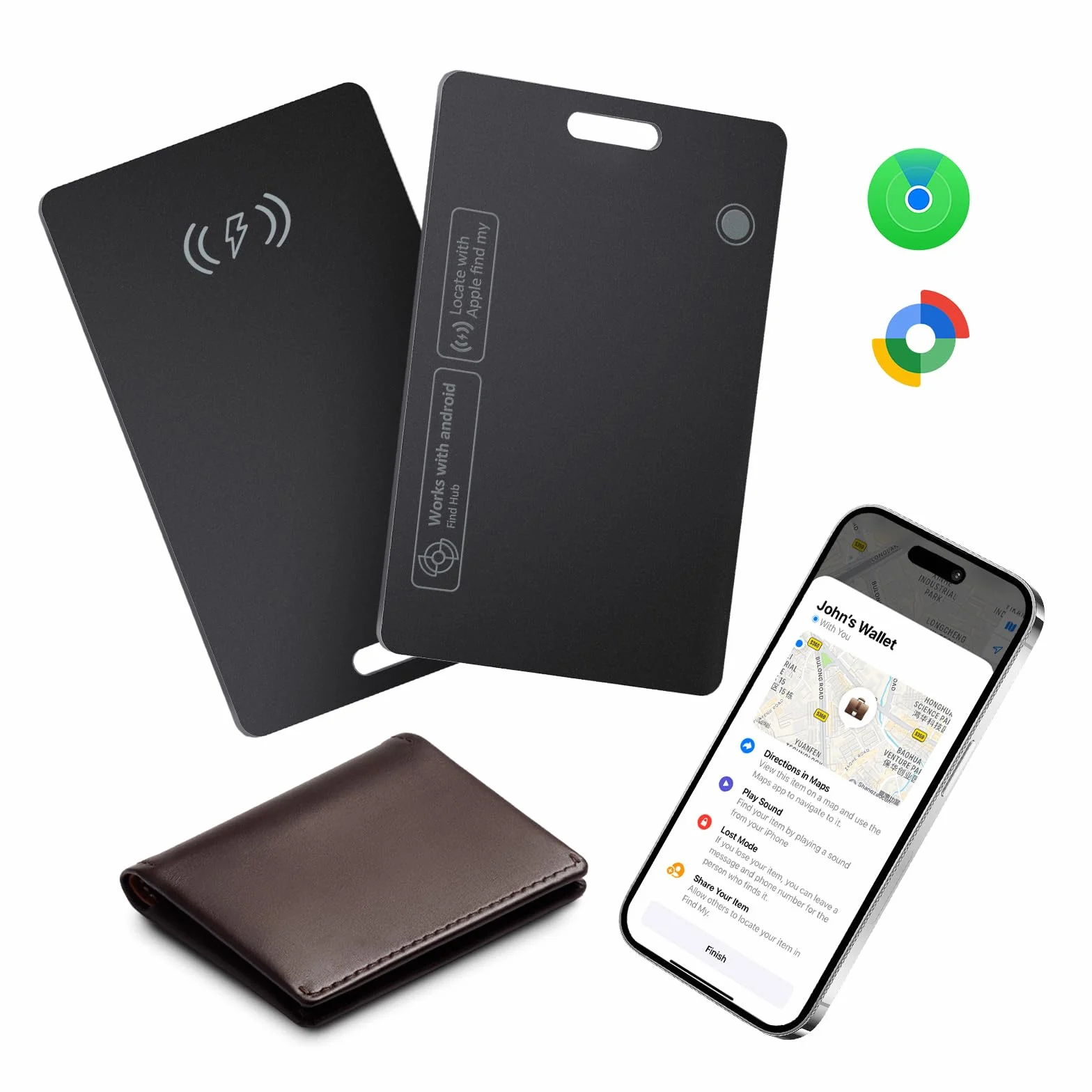 Tarjeta Rastreador para Apple y Android, Recargable Tarjeta de Localizador de Billetera Trabajar con Apple Find My y Google Find Hub, para rastrear Carteras, Equipaje (for iOS & Android, 1 Pack)