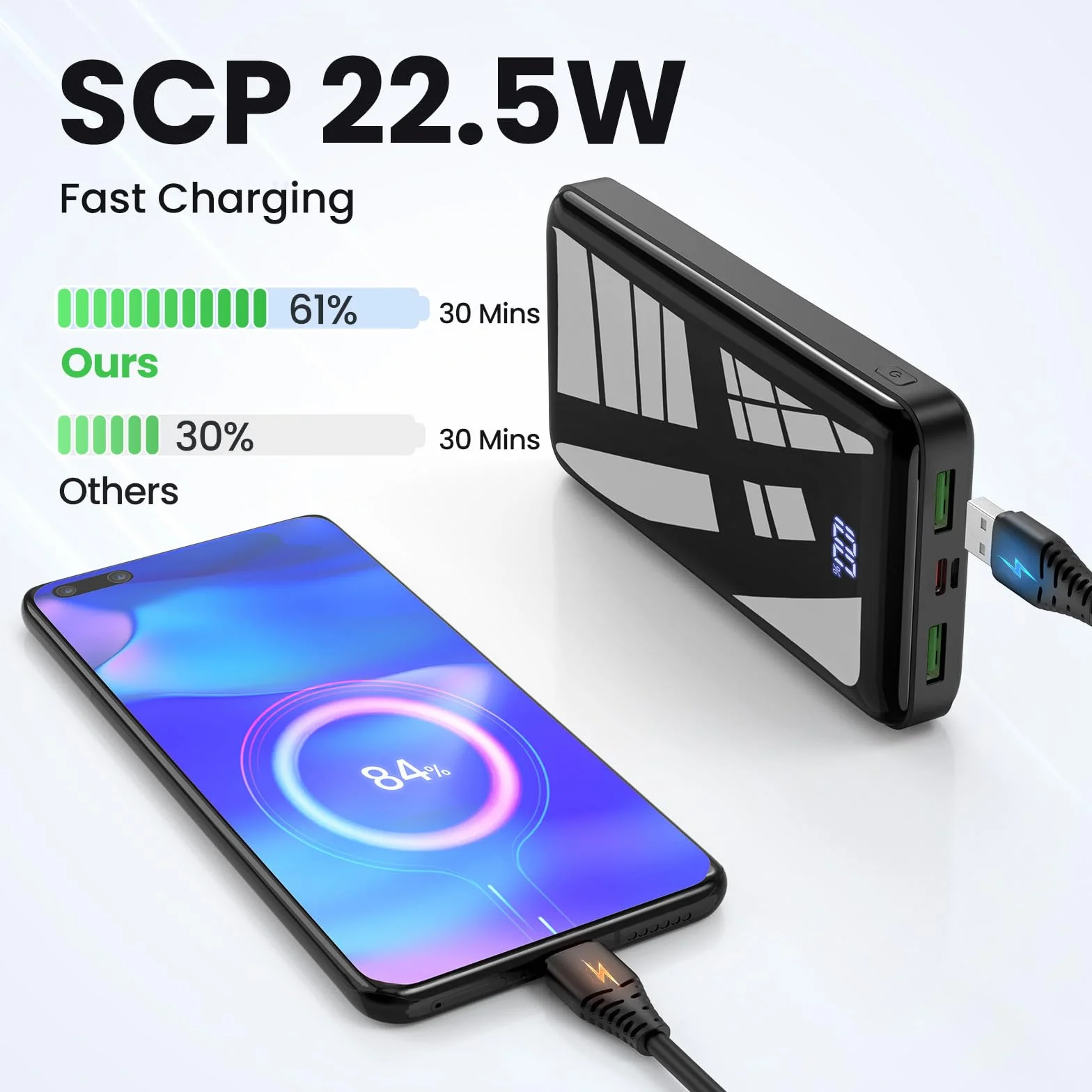 Power Bank 27000mAh 22,5W PD20W Carga Rápida Portátil con Pantalla LED