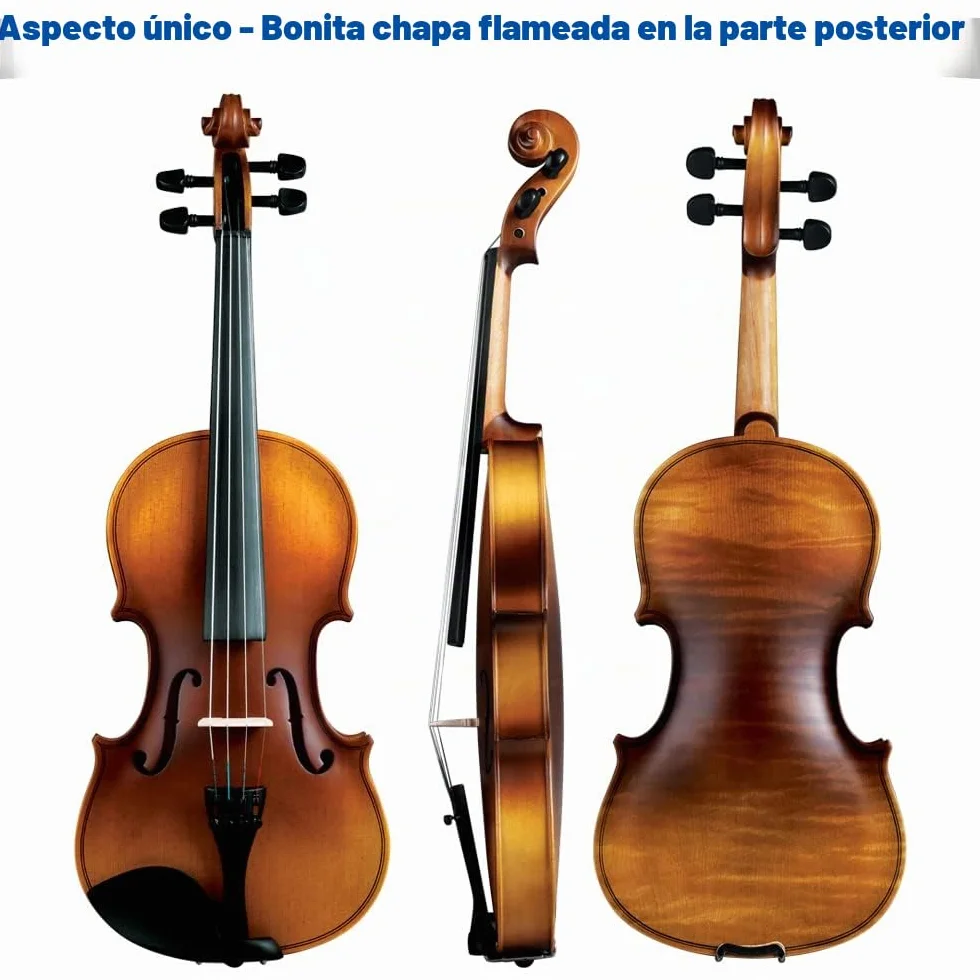 ADM Violín 1/2 para Niños Principiantes de 6 a 9 Años con Adhesivo para el Diapasón, Reposahombros y Afinador