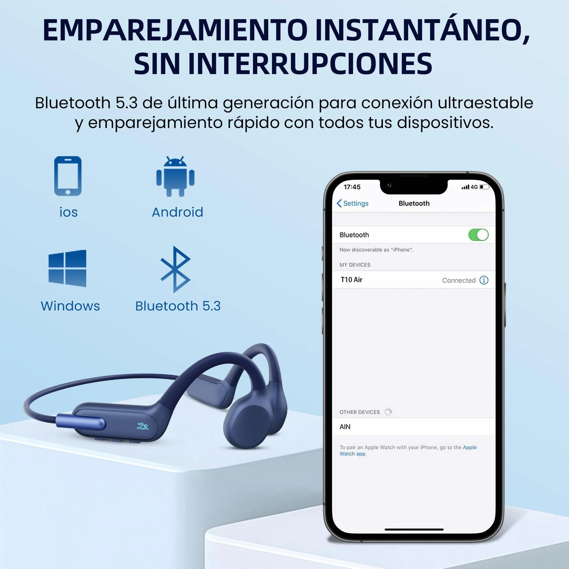 HIFI WALKER Auriculares Conducción Ósea MP3 32GB IPX8 Bluetooth 5.3 Deportivos Natación