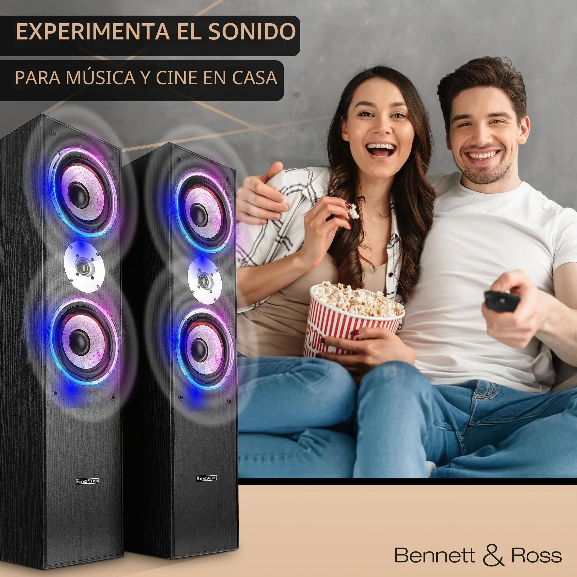 Bennett & Ross Radiant Altavoces de Suelo HiFi 3 vías Pareja 350W RMS Negro