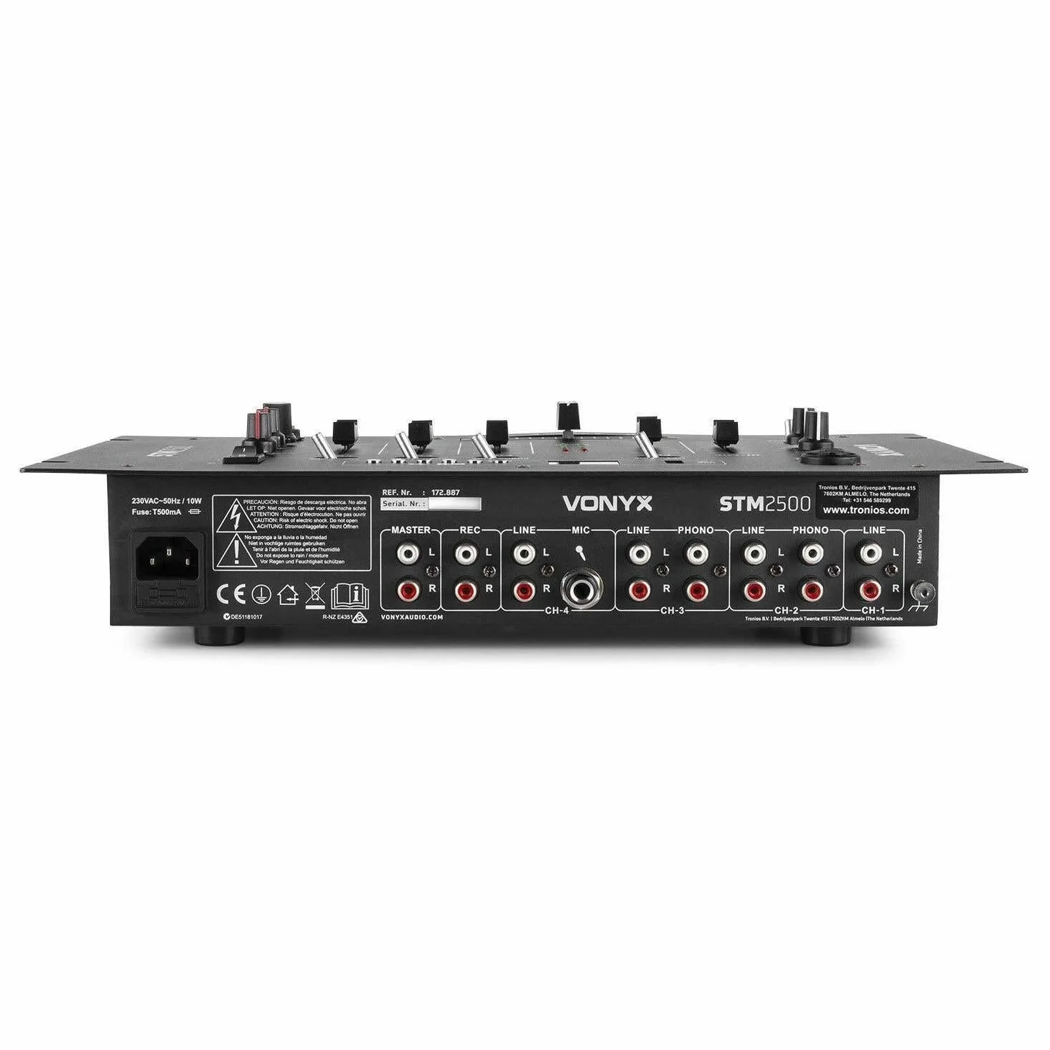 Vonyx STM2500 Mezclador Mezclador de Audio de 5 Canales con USB, Reproductor MP3 y Bluetooth Mezclador para DJ Principiantes, Conexión de Micrófono con Función Talkover para Músicos, DJ, Cantantes