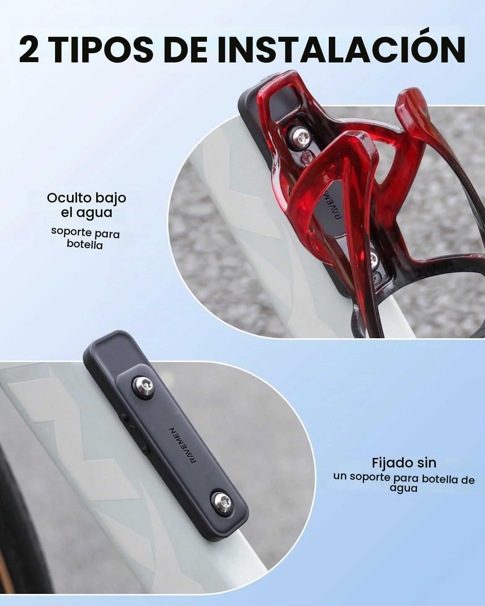 RAVEMEN Rastreador para Bicicleta Compatible con Find My(Sólo iOS), Antirrobo para Rastreador de Bicicleta, Accesorio para, Se Esconde Bajo el Portabidón Precise Positioning 27 Gramos Cuerpo Ligero