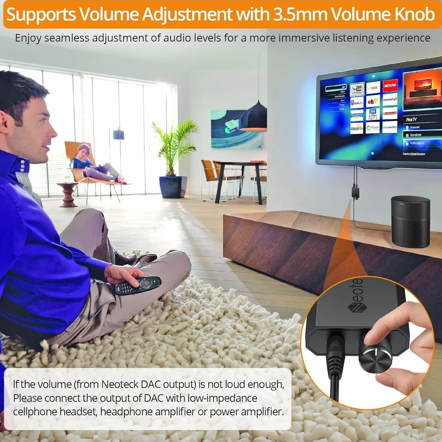 Neoteck DAC 192kHz SPDIF a 3,5mm Convertidor Digital a Analógico con Chip Amplificador
