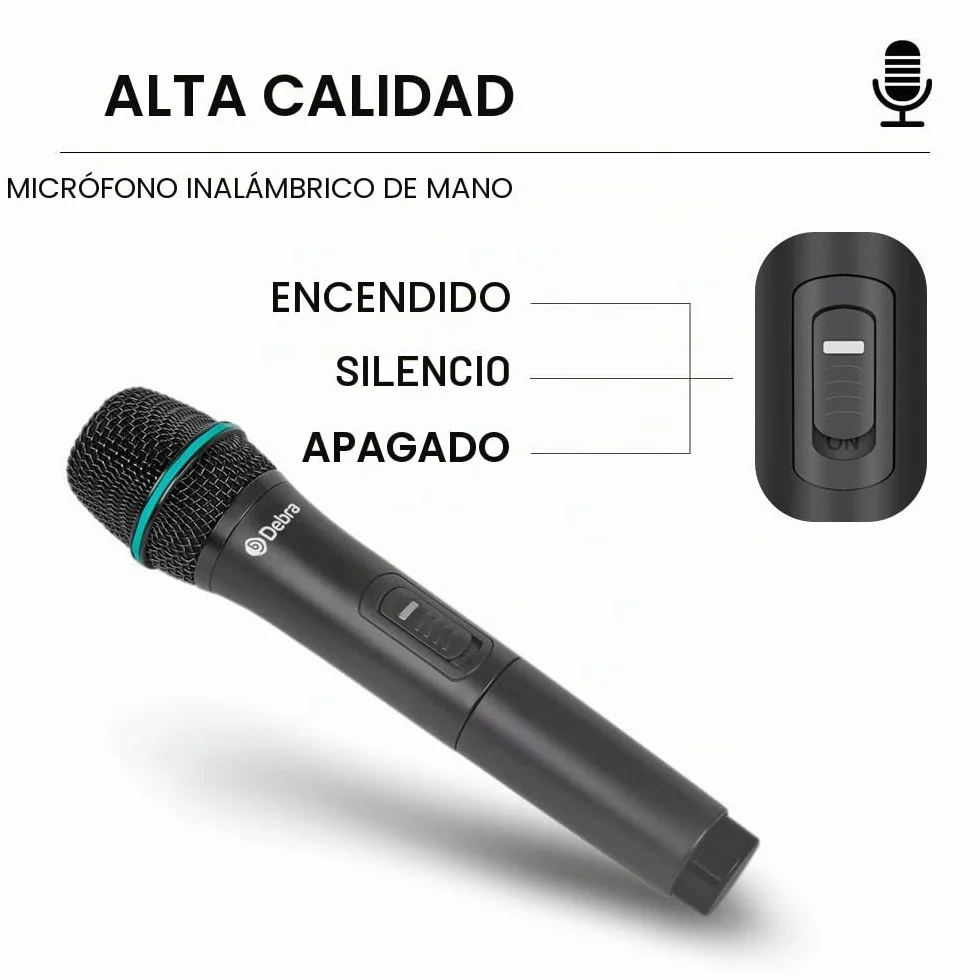 D Debra Micrófono Inalámbrico Diadema, Sistema, 100m Alcance, para Fiesta, 2 Portátiles y 2 Bodypack, Frecuencia A
