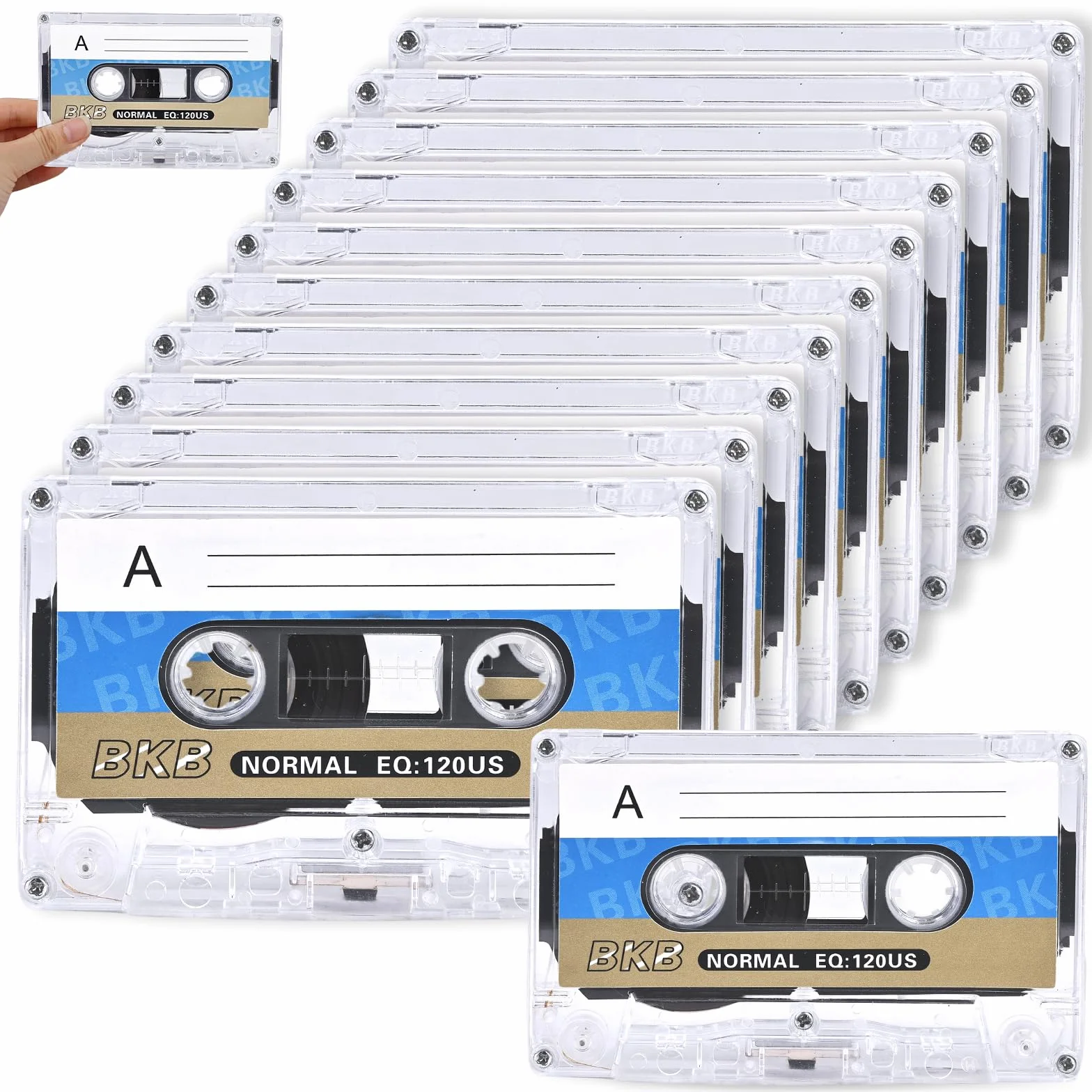 Casetes de audio vacíos 60 min 10 unidades cinta de plástico transparente para conferencias