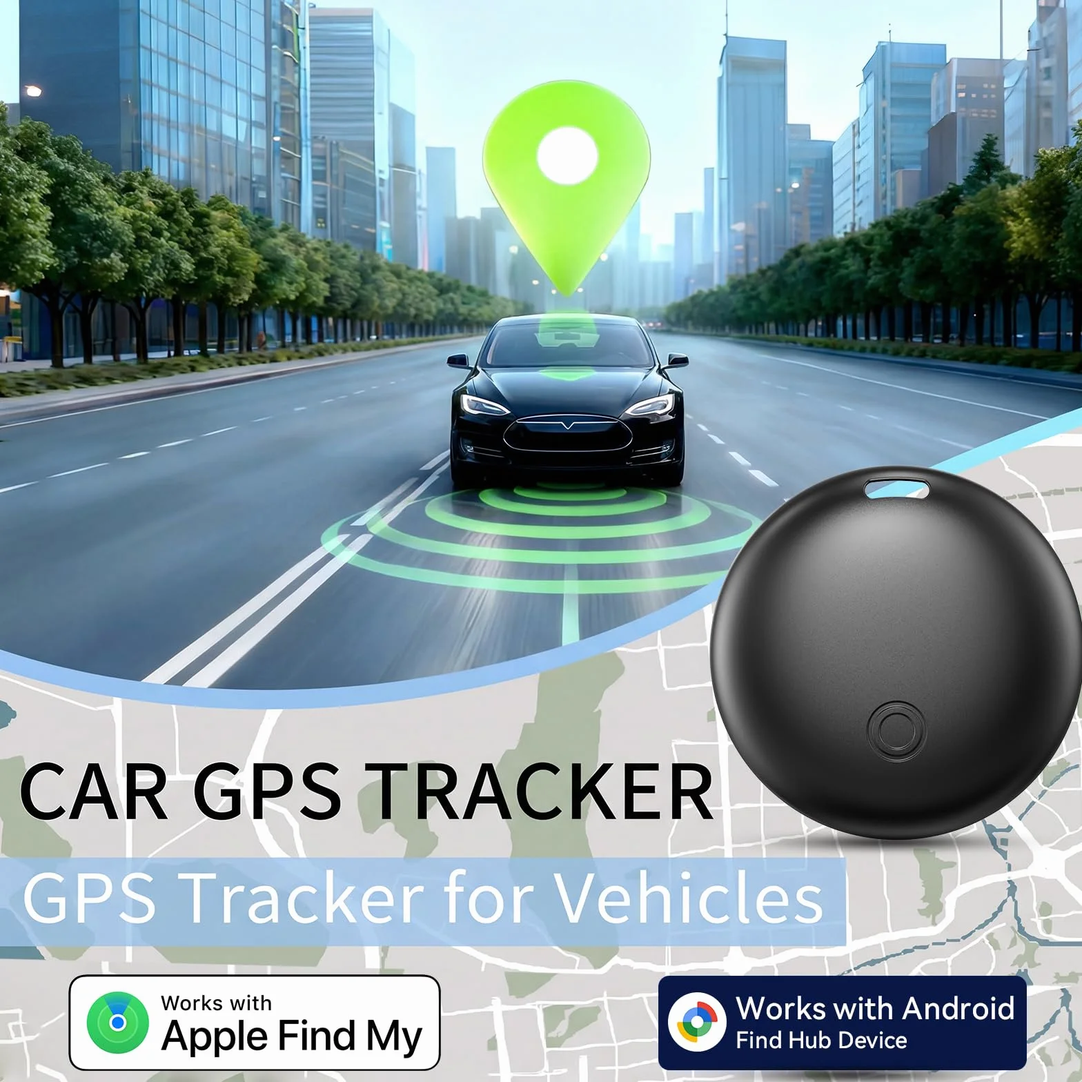 GPS Coche Localizador, 2026 Nuevo Air Tracker Android y iOS Localizador GPS de Objetos Bluetooth Magnetismo Sin Tarjeta SIM ni Suscripción Invisibilidad Tracker Rastreador Oculto para Coches/Bicicleta