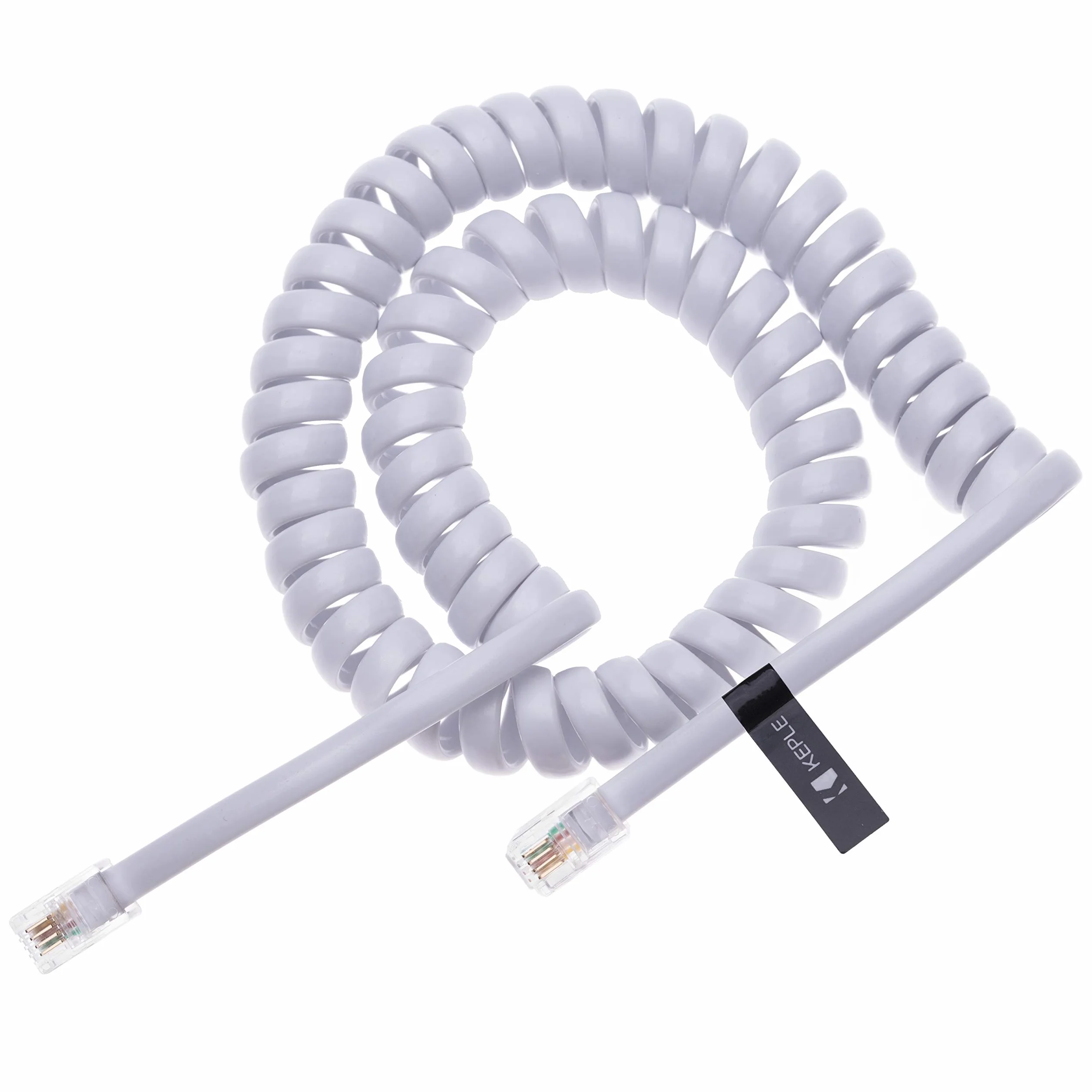 Keple Cable Telefónico RJ10 Espiral 2m Blanco Compatible Cisco NEC ROLM ITT TI