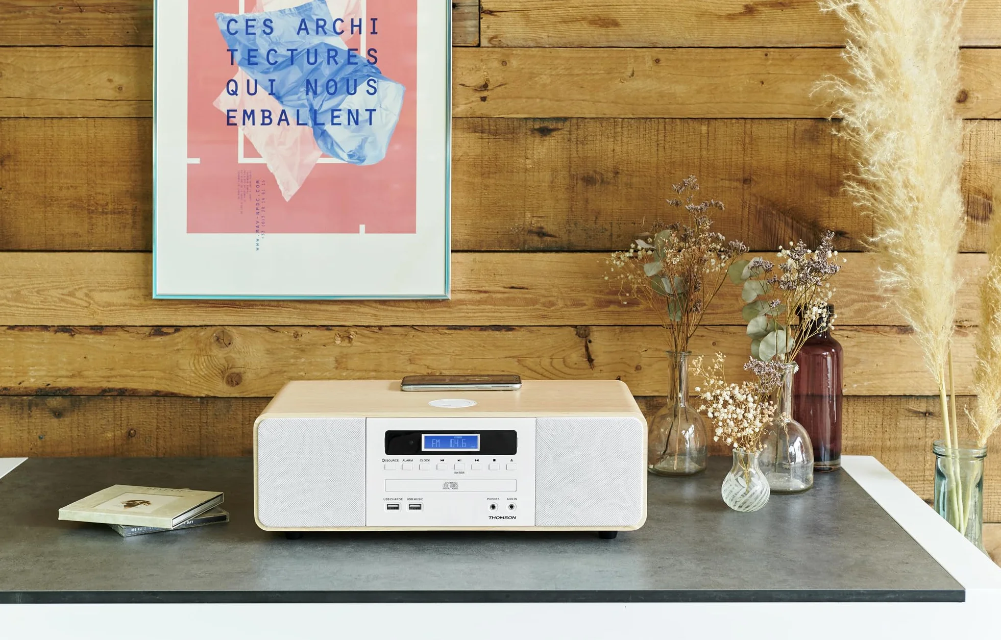 Thomson MIC201IDABBT Sistema de Audio Microcadena 60W Dab+ FM Blanco Madera