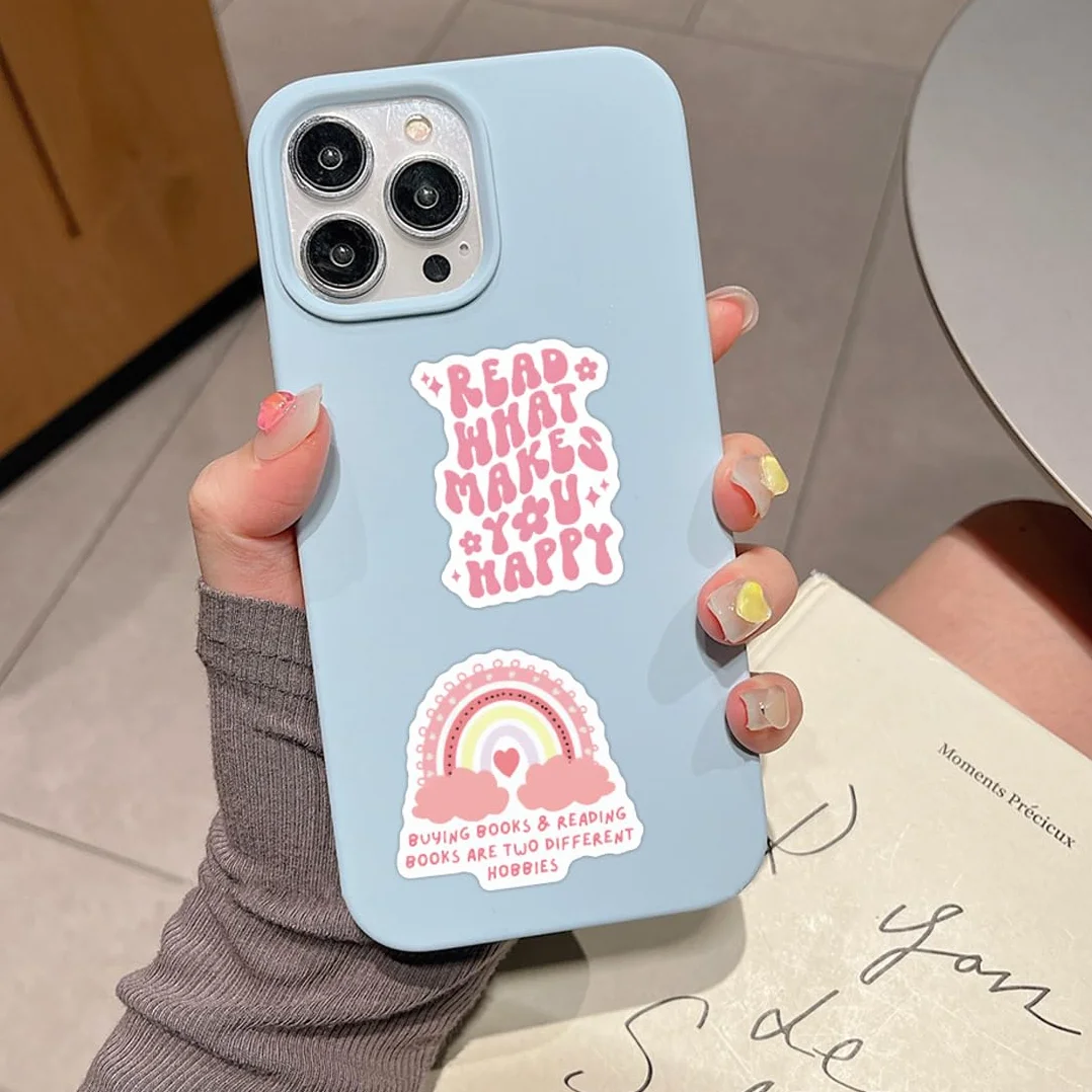 Pegatinas estéticas para Kindle, 60 piezas, cute stickers, regalos para mujeres, niñas, amantes de libros (Rosa)