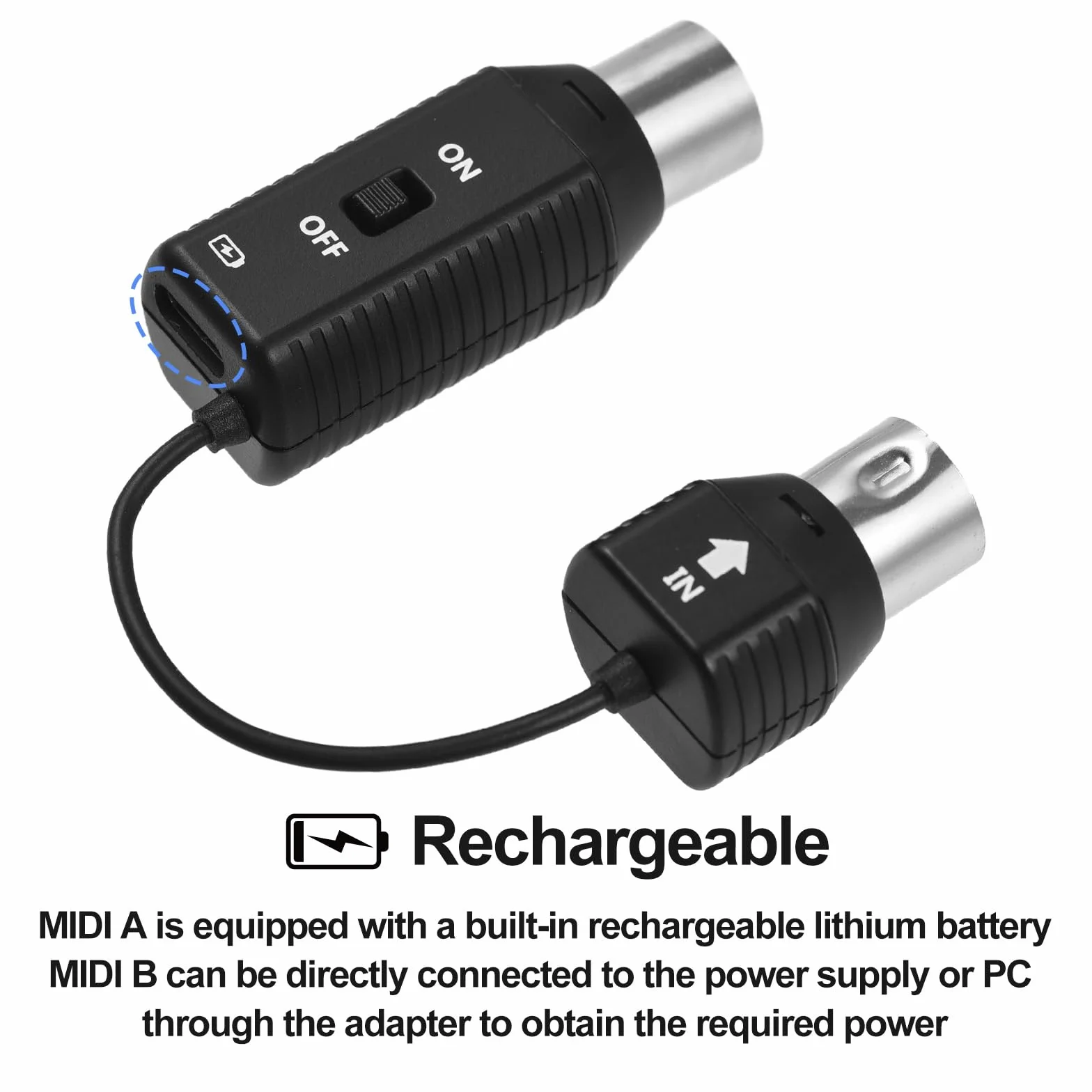 MS1 Mini Sistema de transmisión inalámbrico Sistema Midi Adaptador inalámbrico Midi Soporte Plug and Play para Dispositivos con Interfaz Midi