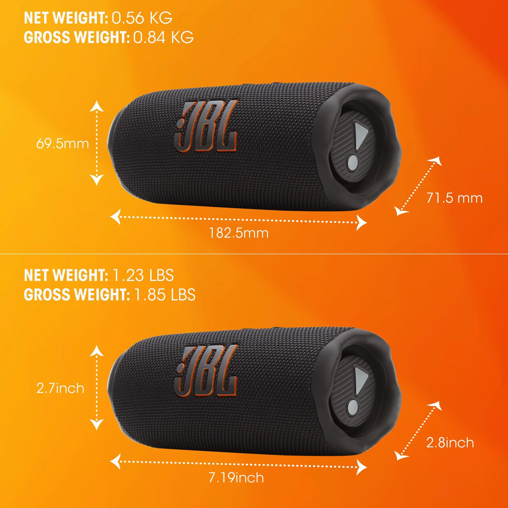 JBL Flip 7 Altavoz Bluetooth portátil inalámbrico, 16h batería, IP68, Negro